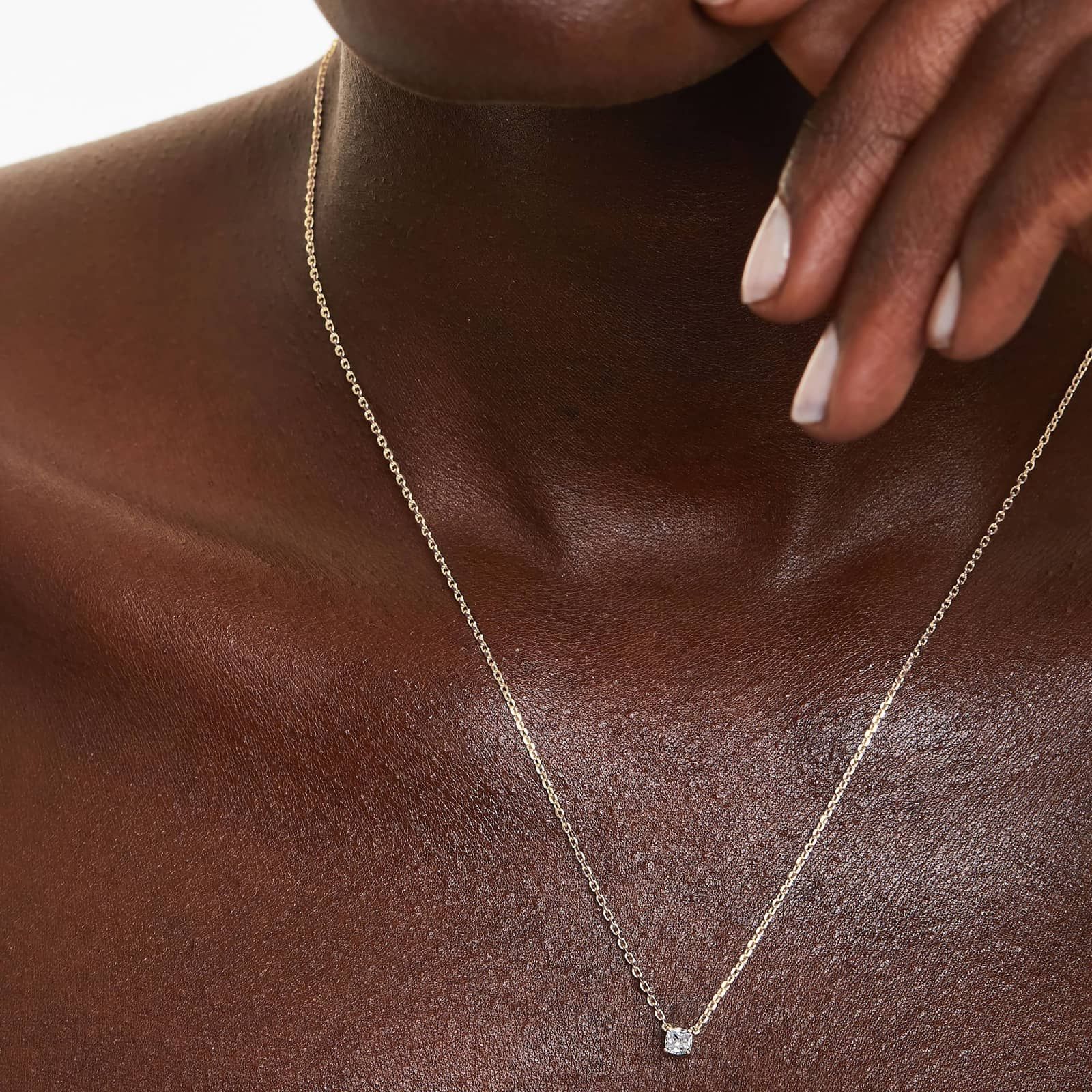 14K Yellow Gold Cushion Shape Lab-Grown Diamond Solitaire Pendant (0.25 CTW - F-G / VS2-SI1)