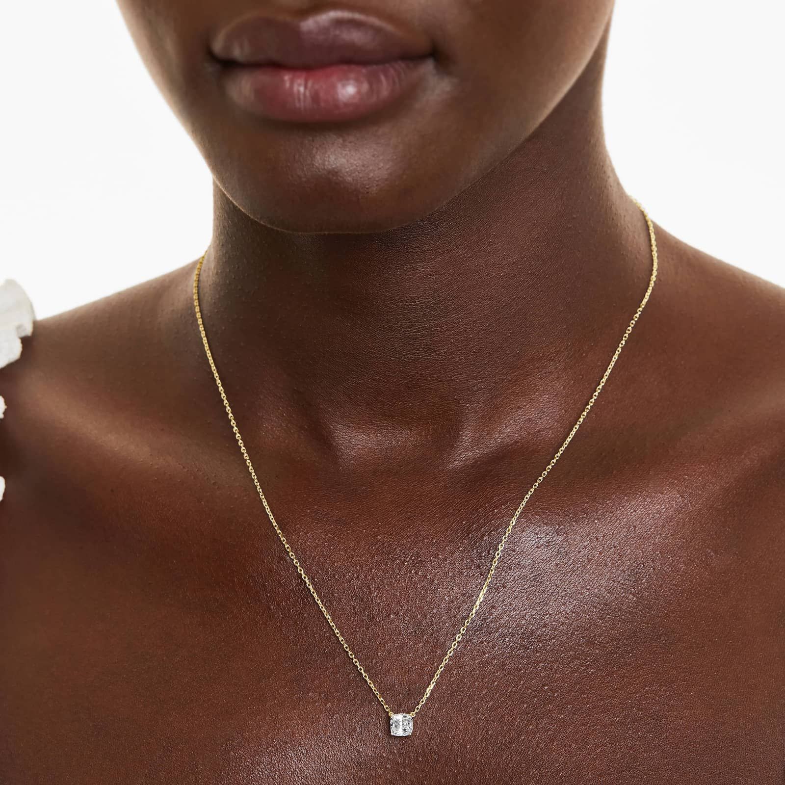 14K Yellow Gold Cushion Shape Lab-Grown Diamond Solitaire Pendant (0.50 CTW - F-G / VS2-SI1)