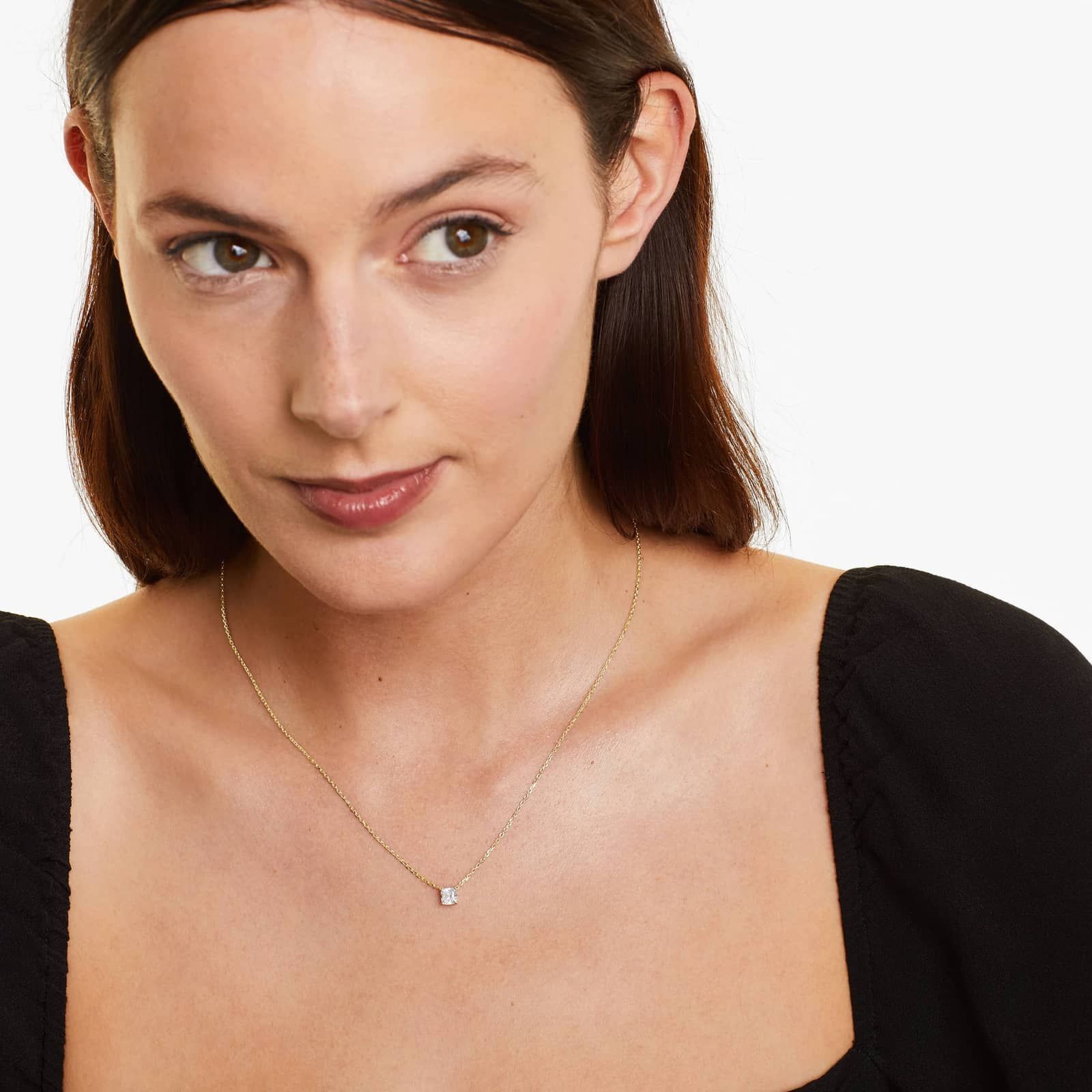 14K Yellow Gold Cushion Shape Lab-Grown Diamond Solitaire Pendant (0.75 CTW - F-G / VS2-SI1)