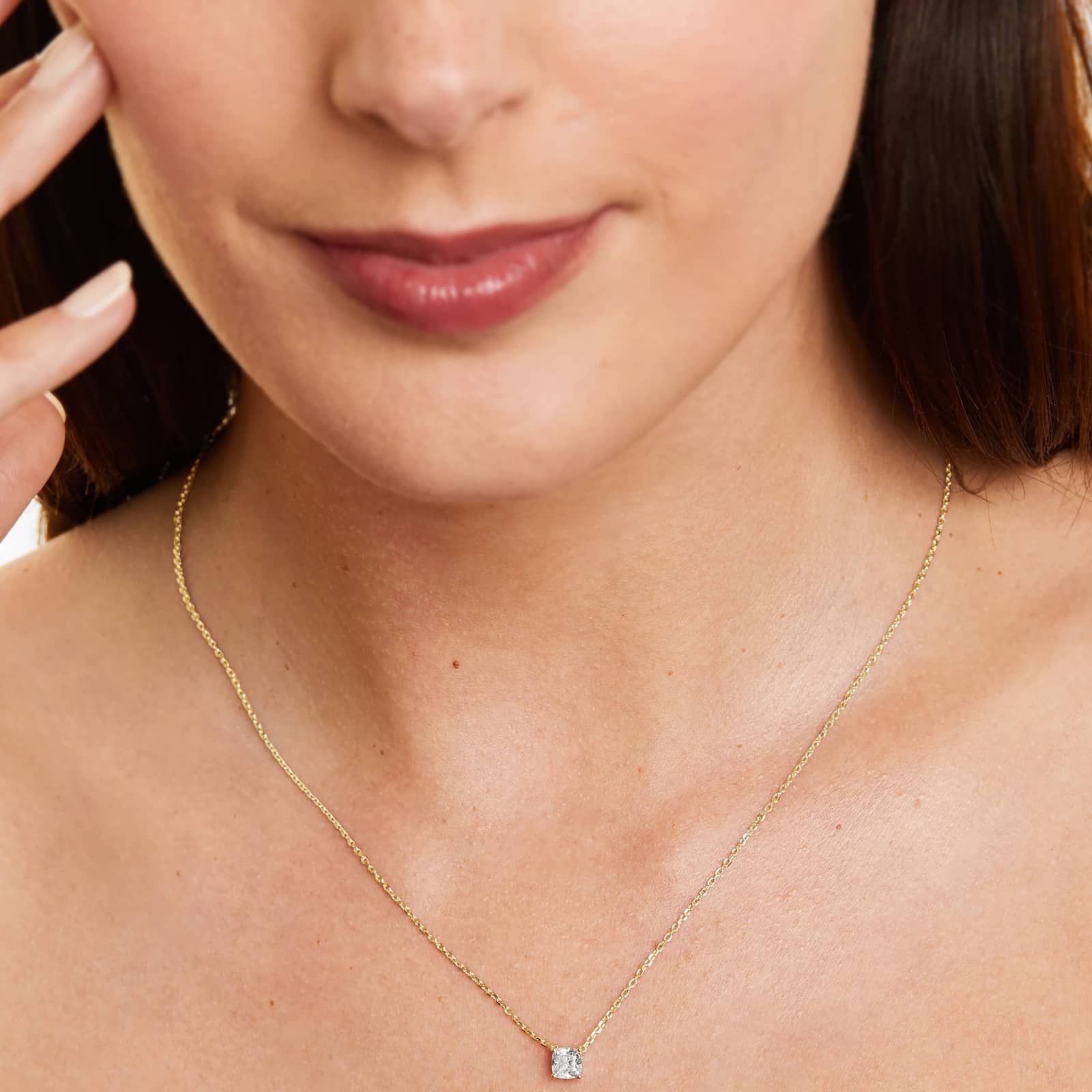 14K Yellow Gold Cushion Shape Lab-Grown Diamond Solitaire Pendant (0.75 CTW - F-G / VS2-SI1)