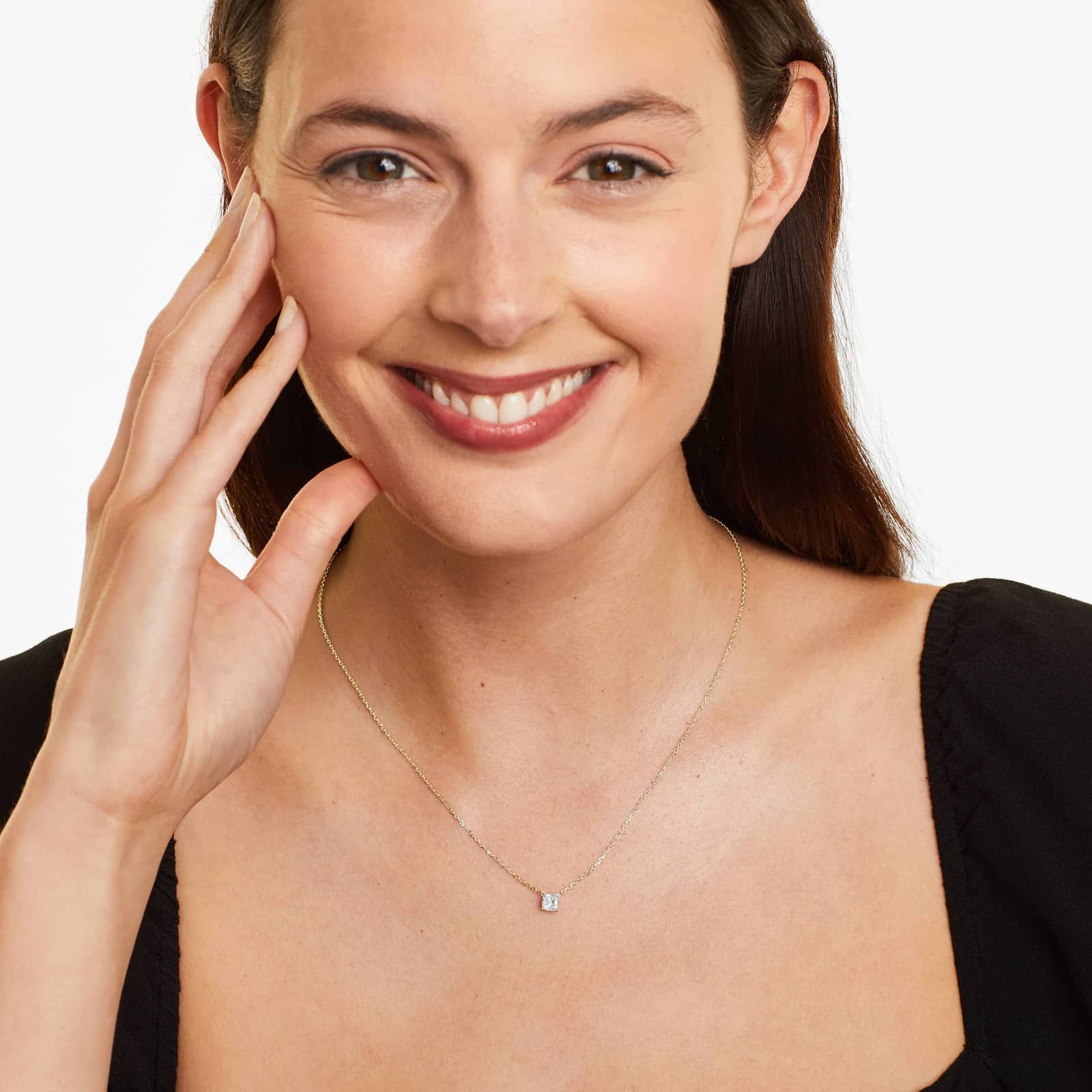 14K Yellow Gold Cushion Shape Lab-Grown Diamond Solitaire Pendant (0.75 CTW - F-G / VS2-SI1)