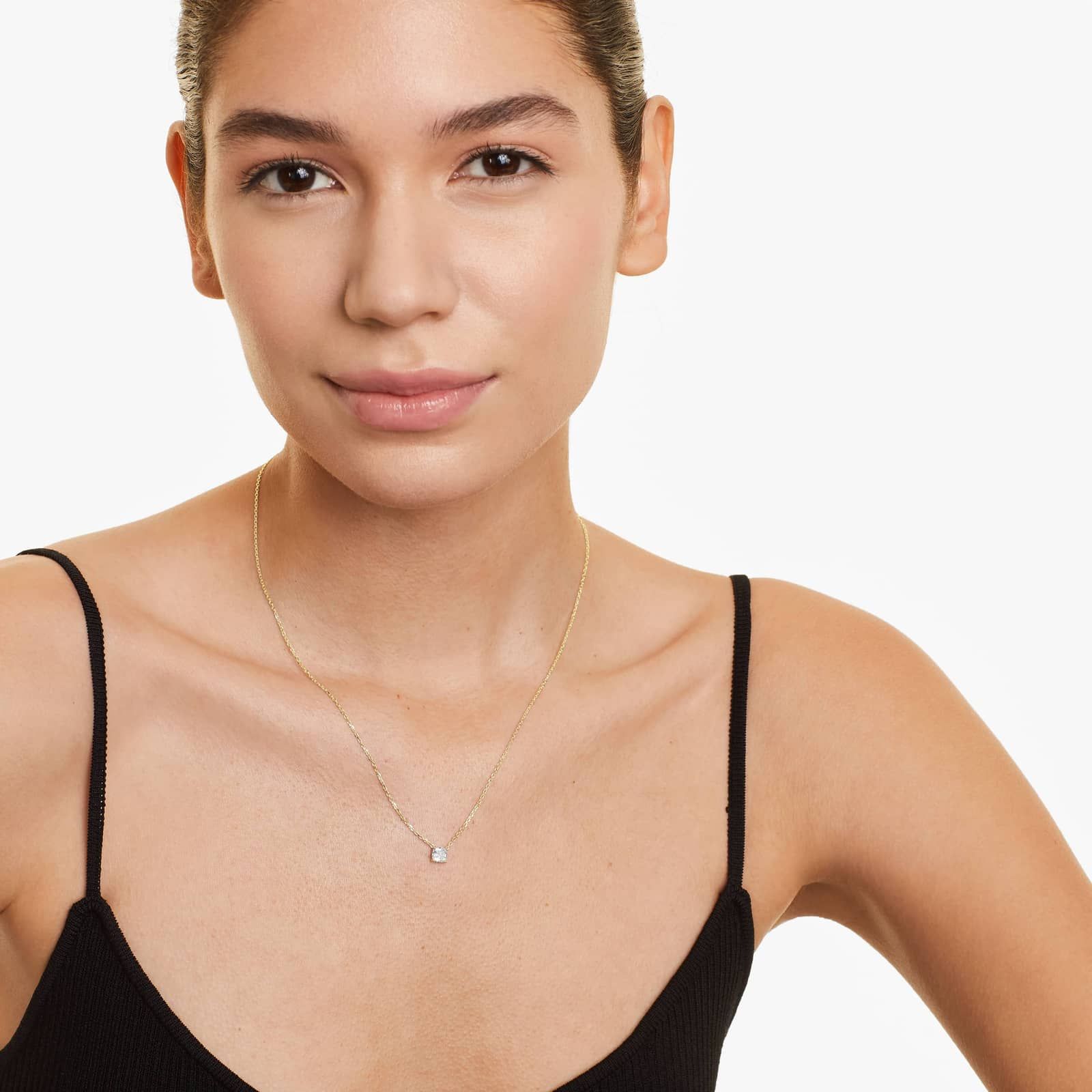 14K Yellow Gold Cushion Shape Diamond Solitaire Pendant (1.00 CTW - H-I / SI1-SI2)