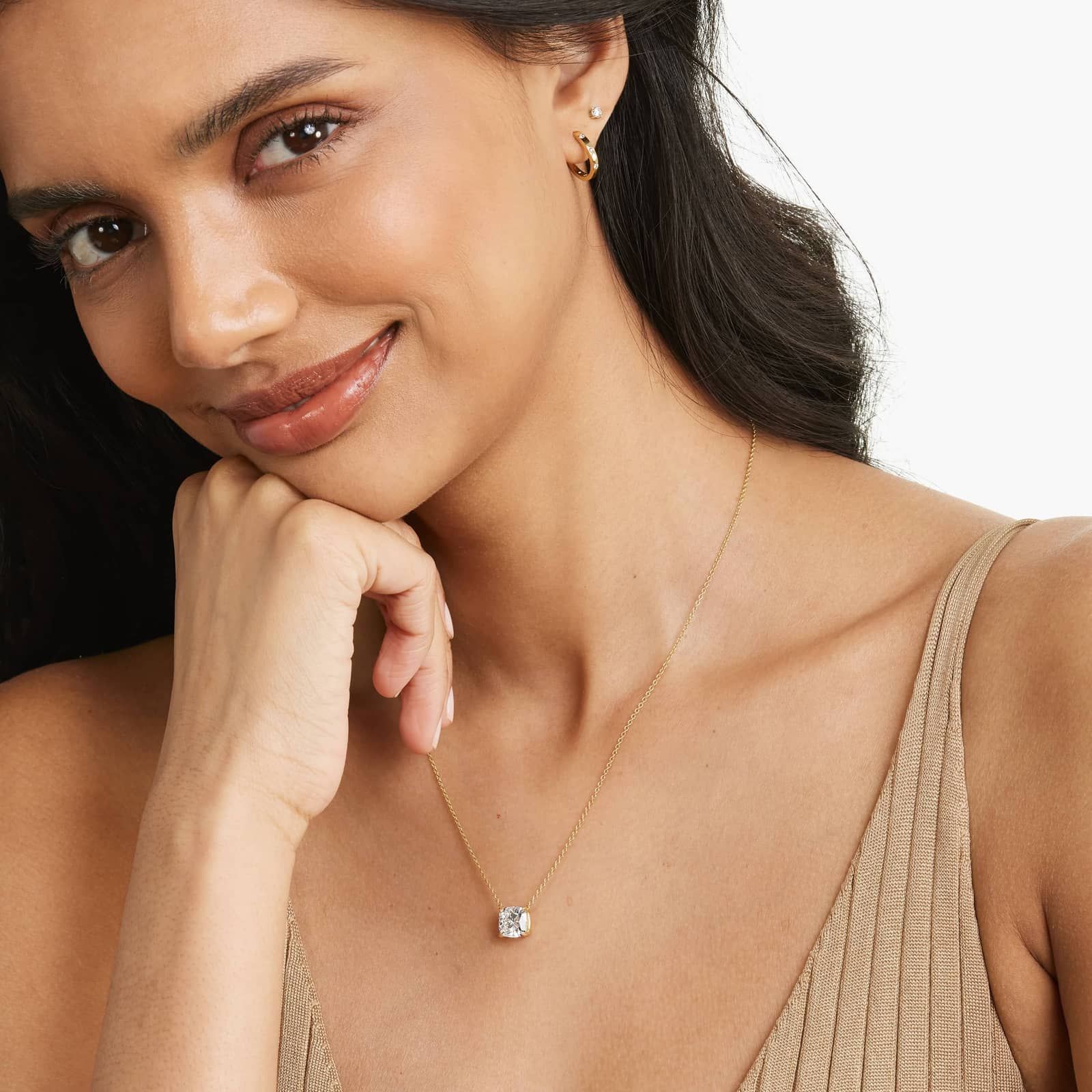 14K Yellow Gold Cushion Cut Lab-Grown Diamond Solitaire Pendant (3.00 CTW - F-G / VS2-SI1)