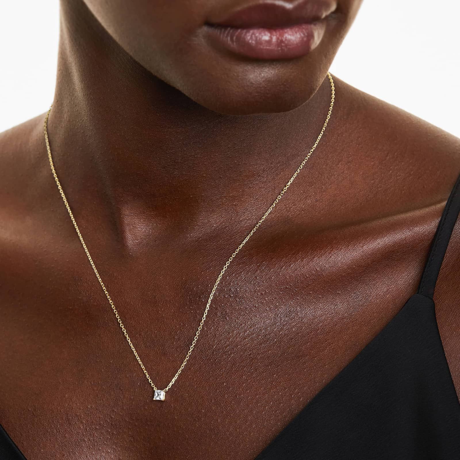 14K Yellow Gold Princess Cut Diamond Solitaire Pendant (0.25 CTW - H-I / SI1-SI2)