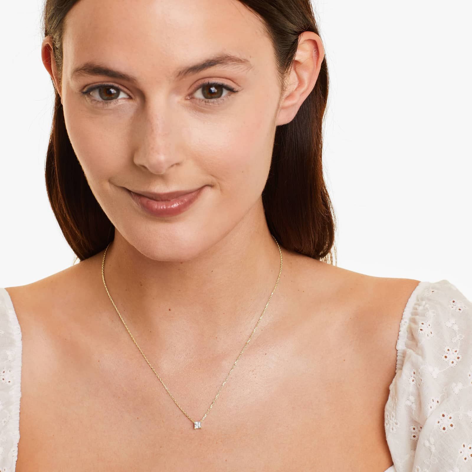 14K Yellow Gold Princess Cut Diamond Solitaire Pendant (0.50 CTW - H-I / SI1-SI2)