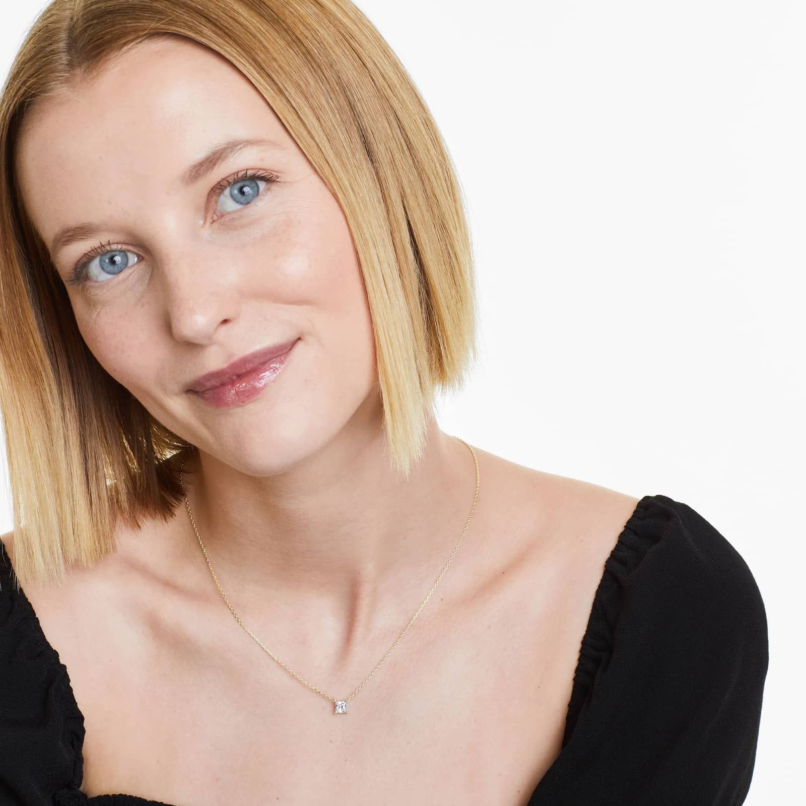 14K Yellow Gold Princess Cut Diamond Solitaire Pendant (0.75 CTW - H-I / SI1-SI2)