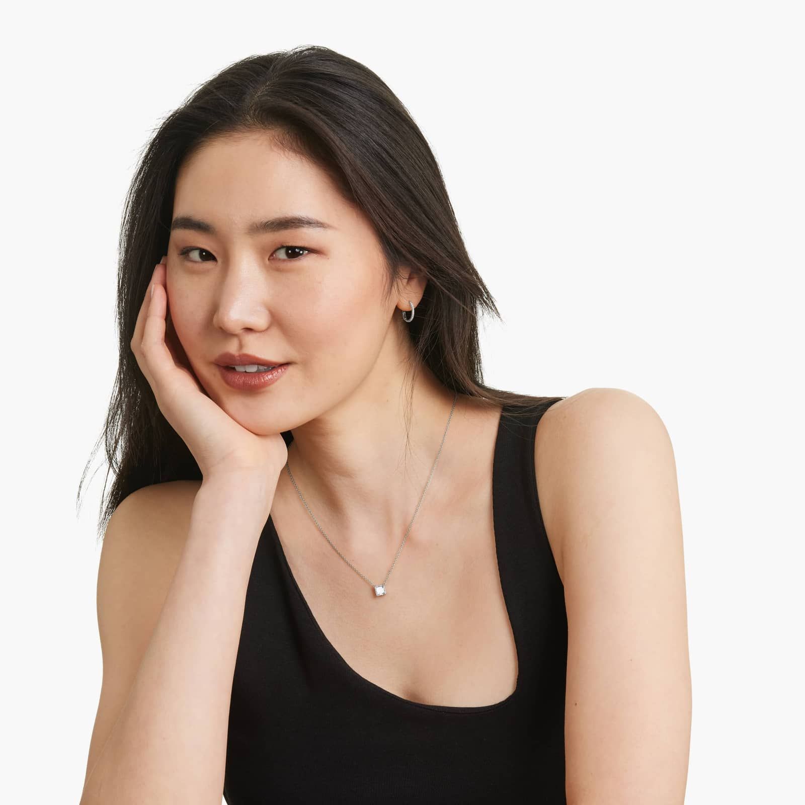 14K White Gold Princess Cut Lab-Grown Diamond Solitaire Pendant (1.50 CTW - F-G / VS2-SI1)