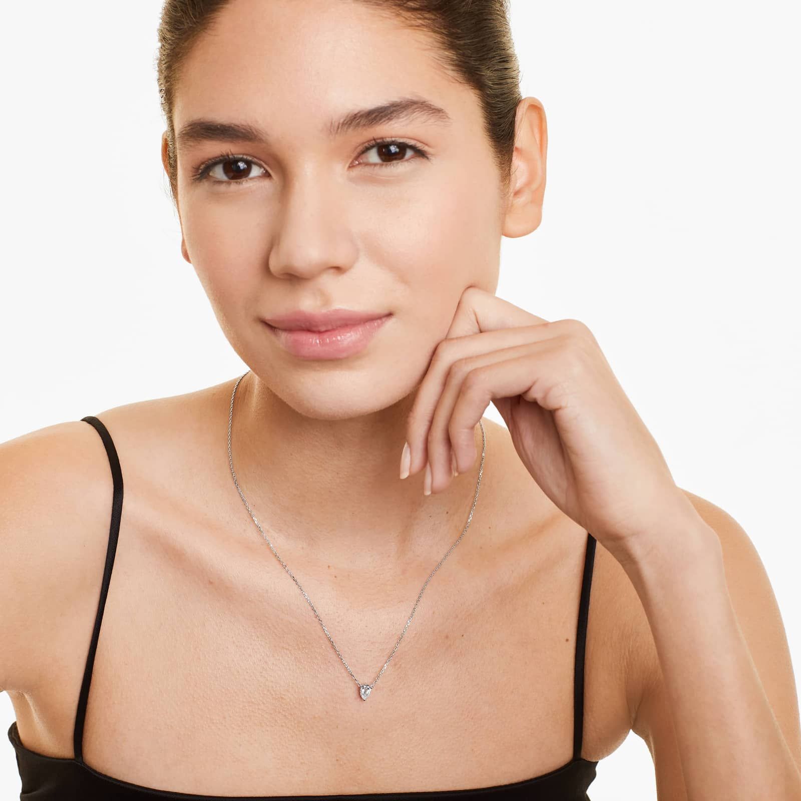 14K White Gold Pear Shape Diamond Solitaire Pendant (0.75 CTW - H-I / SI1-SI2)