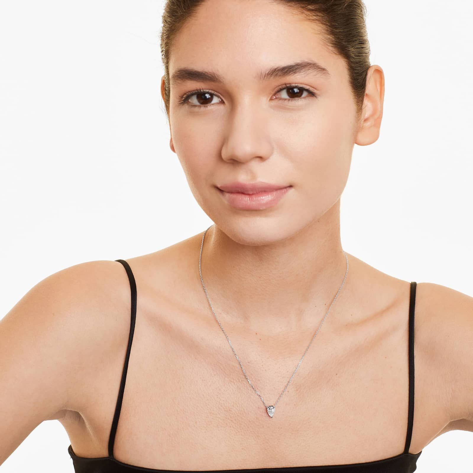 14K White Gold Pear Shape Diamond Solitaire Pendant (1.00 CTW - H-I / SI1-SI2)