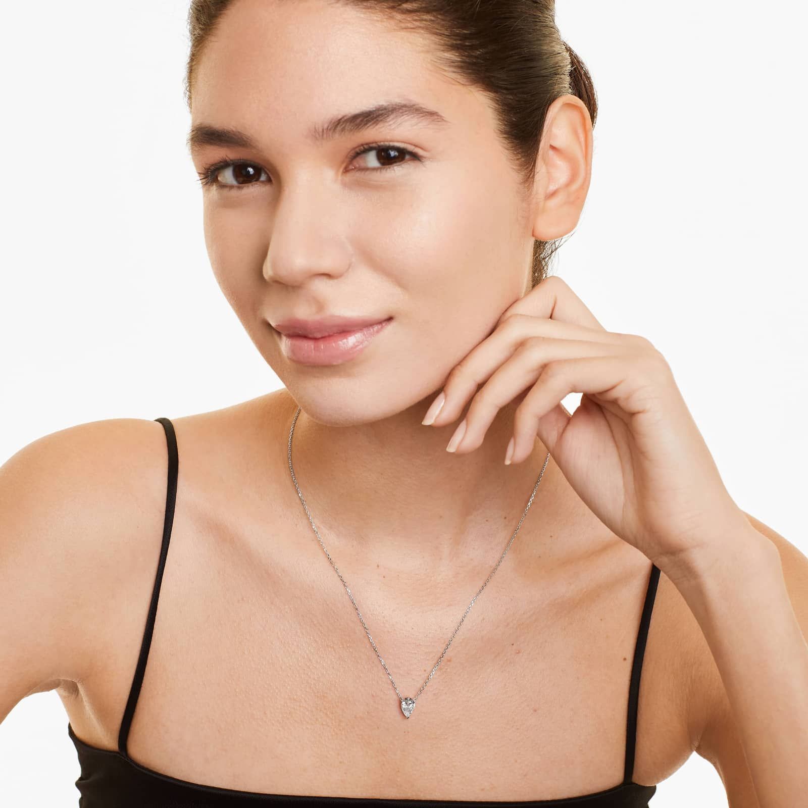 14K White Gold Pear Shape Diamond Solitaire Pendant (1.00 CTW - H-I / SI1-SI2)