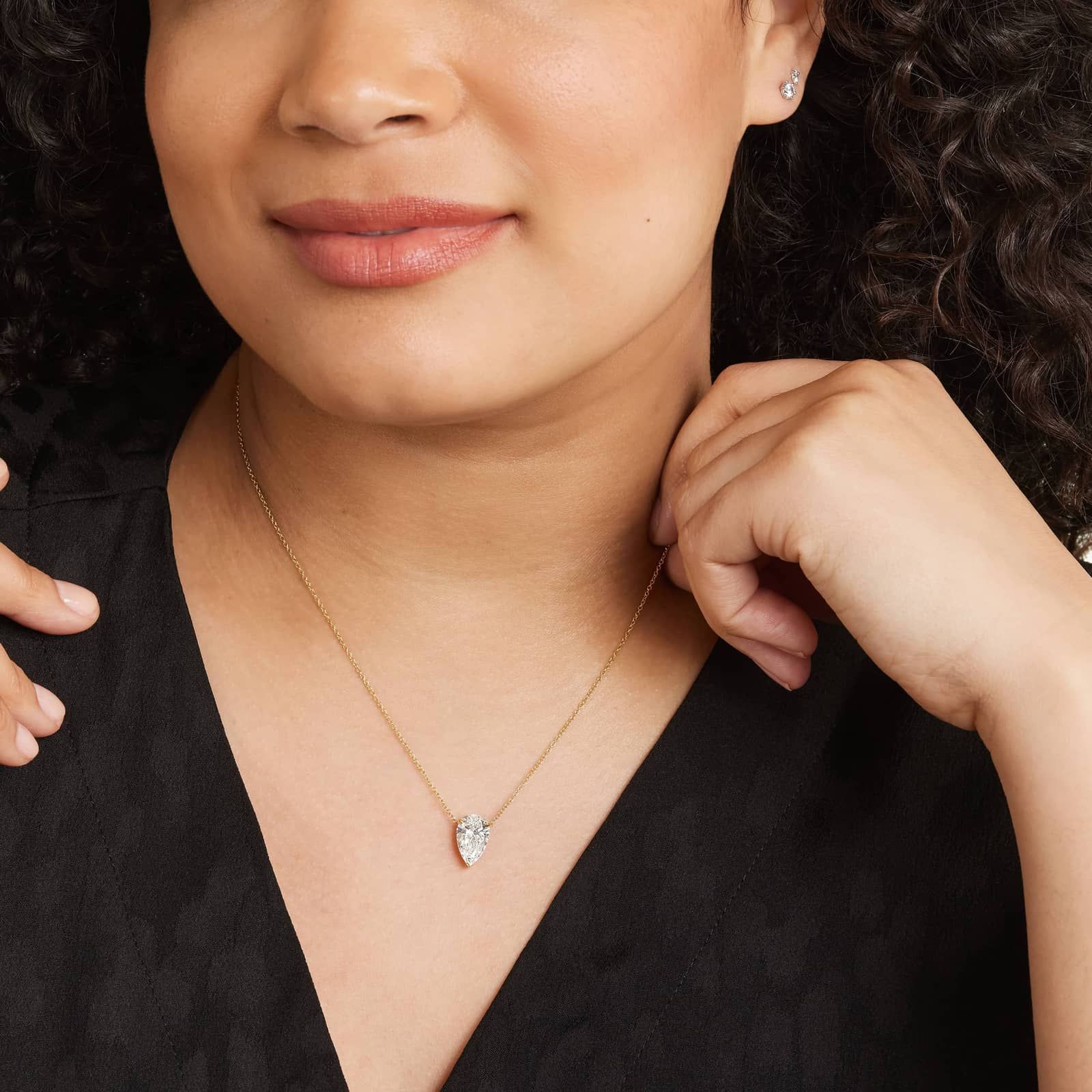 14K Yellow Gold Pear Cut Lab-Grown Diamond Solitaire Pendant (3.00 CTW - F-G / VS2-SI1)