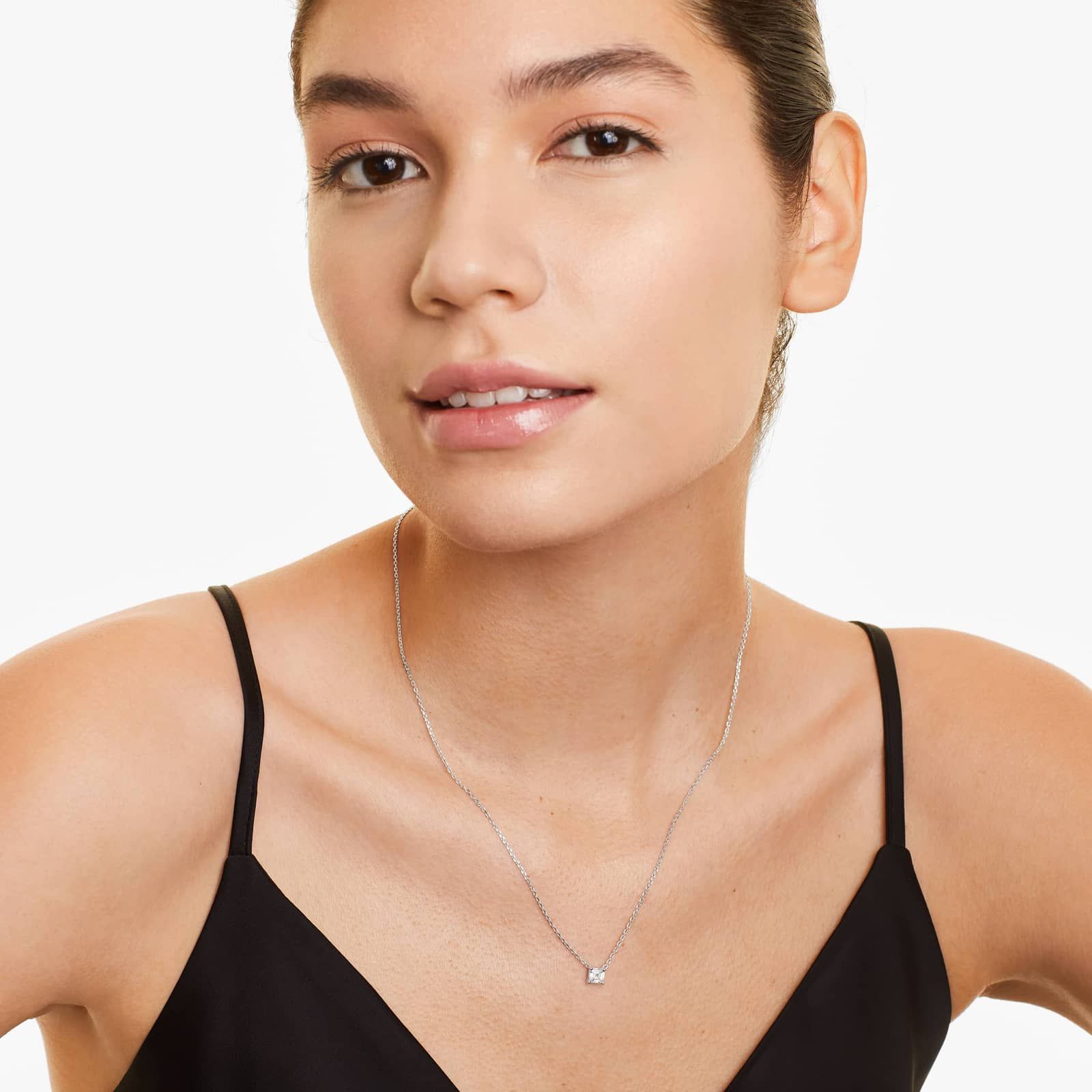 Platinum Asscher Cut Diamond Solitaire Pendant (0.50 CTW - H-I / SI1-SI2)