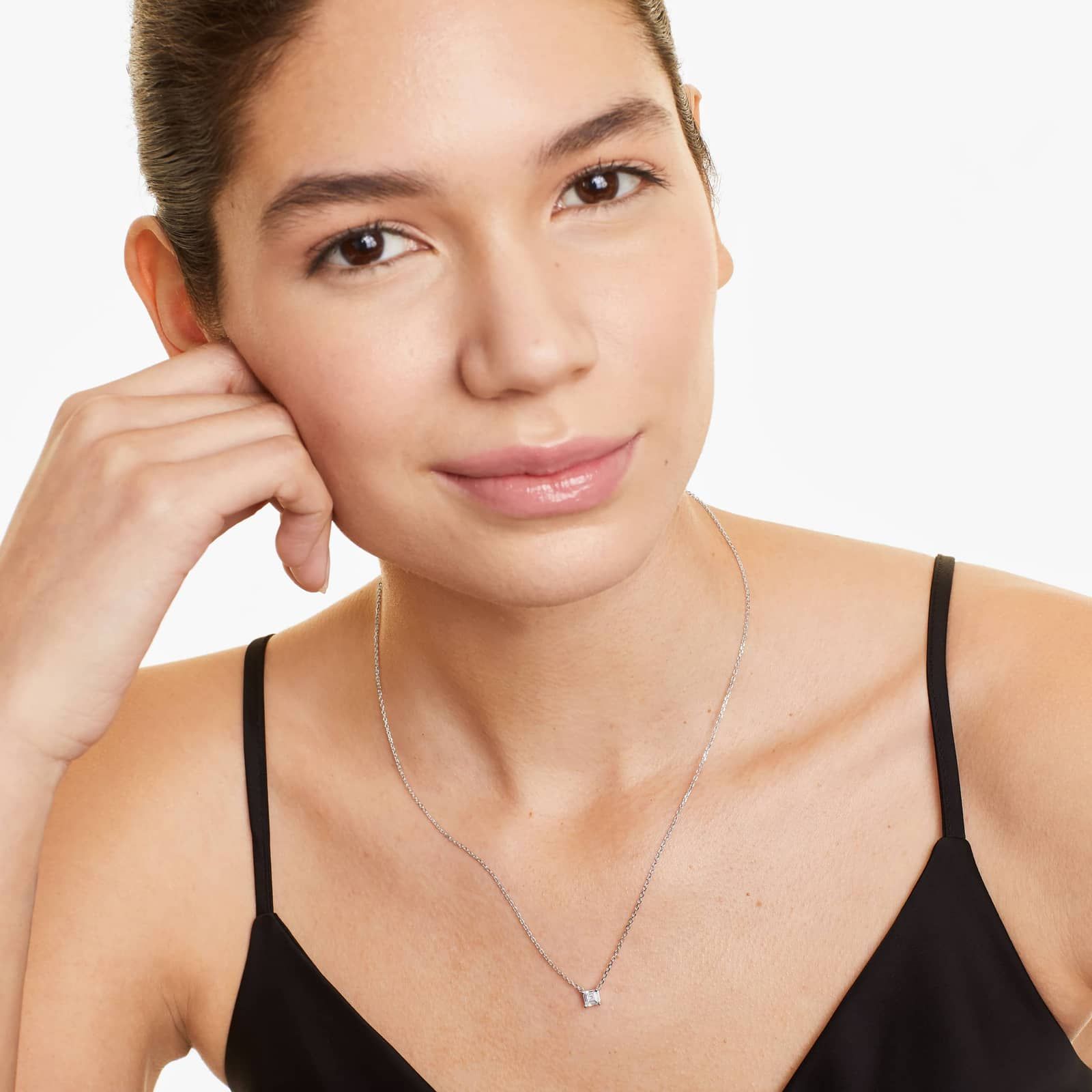 Platinum Asscher Cut Diamond Solitaire Pendant (0.50 CTW - H-I / SI1-SI2)