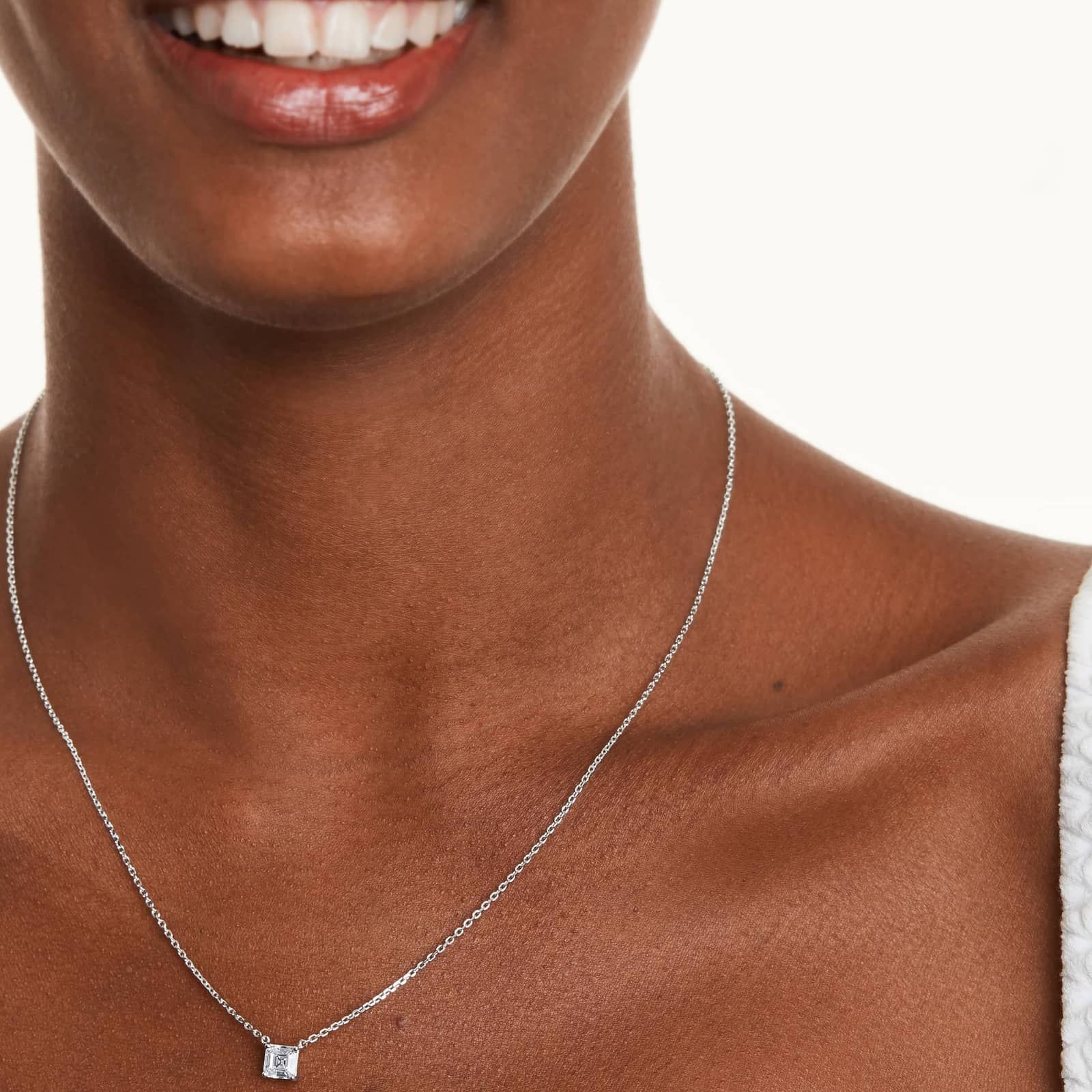 Platinum Asscher Cut Diamond Solitaire Pendant (1.00 CTW - H-I / SI1-SI2)