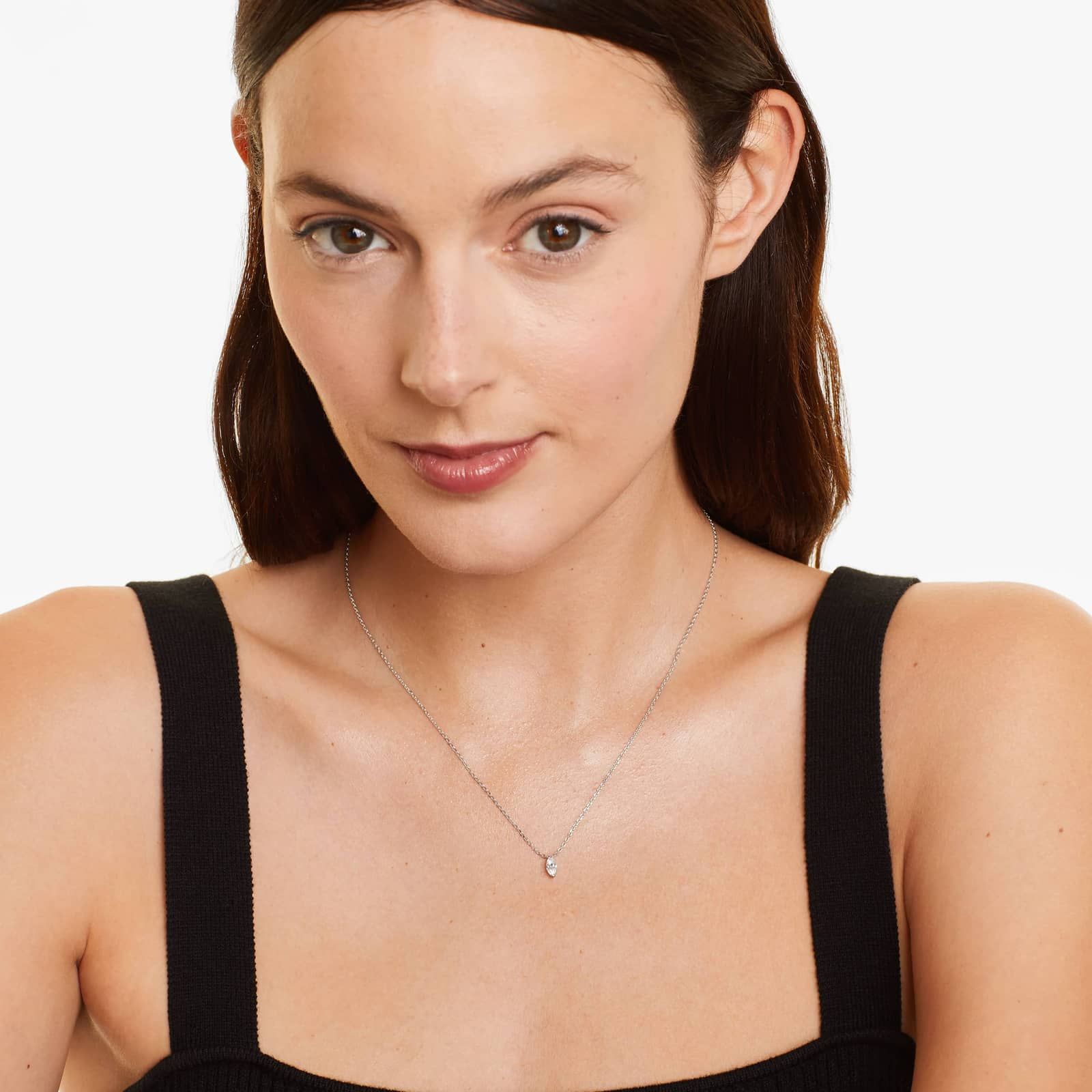 14K White Gold Marquise Cut Diamond Solitaire Pendant (0.25 CTW - H-I / SI1-SI2)