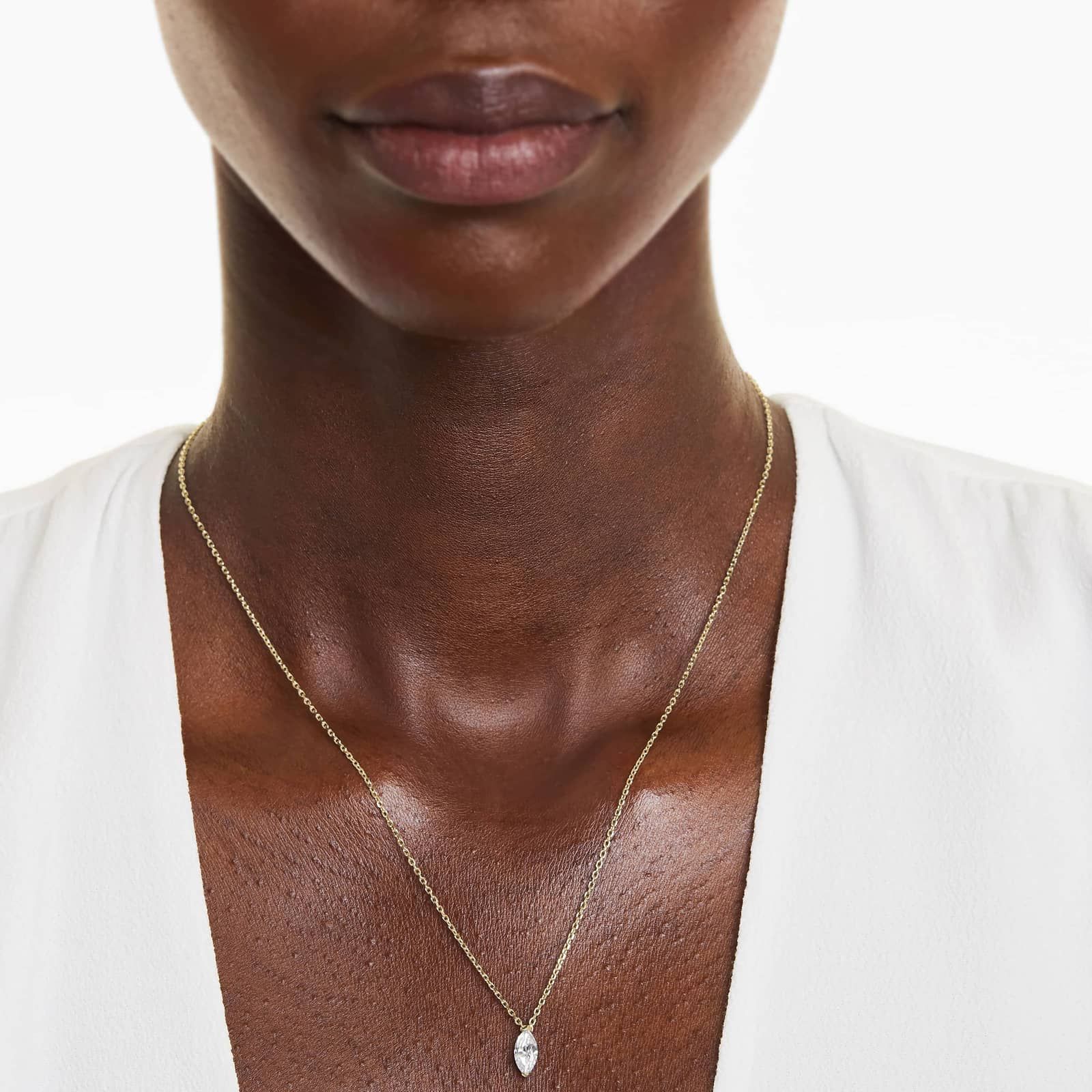 14K Yellow Gold Marquise Cut Lab-Grown Diamond Solitaire Pendant (0.75 CTW - F-G / VS2-SI1)