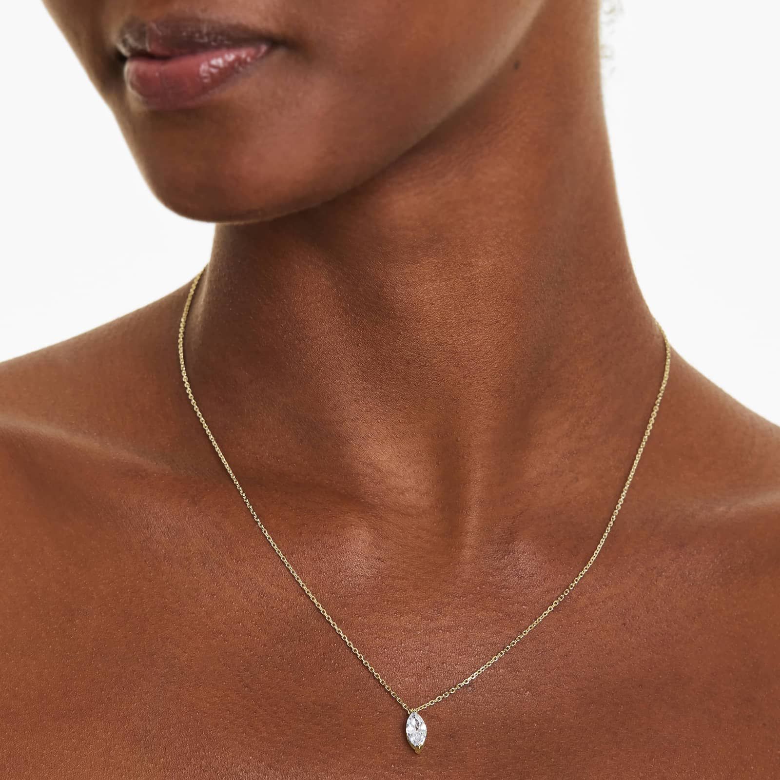 14K Yellow Gold Marquise Cut Lab-Grown Diamond Solitaire Pendant (1.00 CTW - F-G / VS2-SI1)