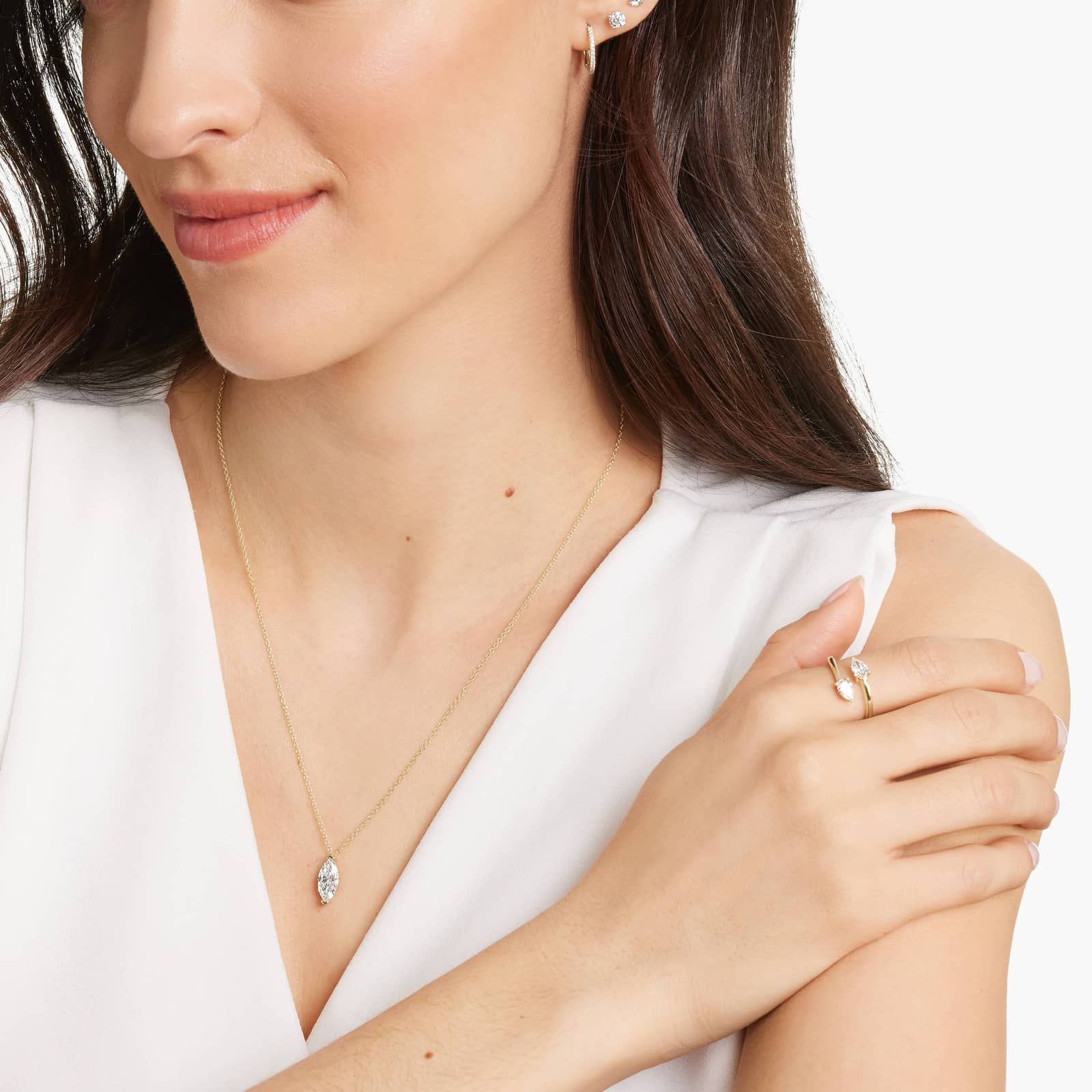 14K Yellow Gold Marquise Cut Lab-Grown Diamond Solitaire Pendant (1.50 CTW - F-G / VS2-SI1)