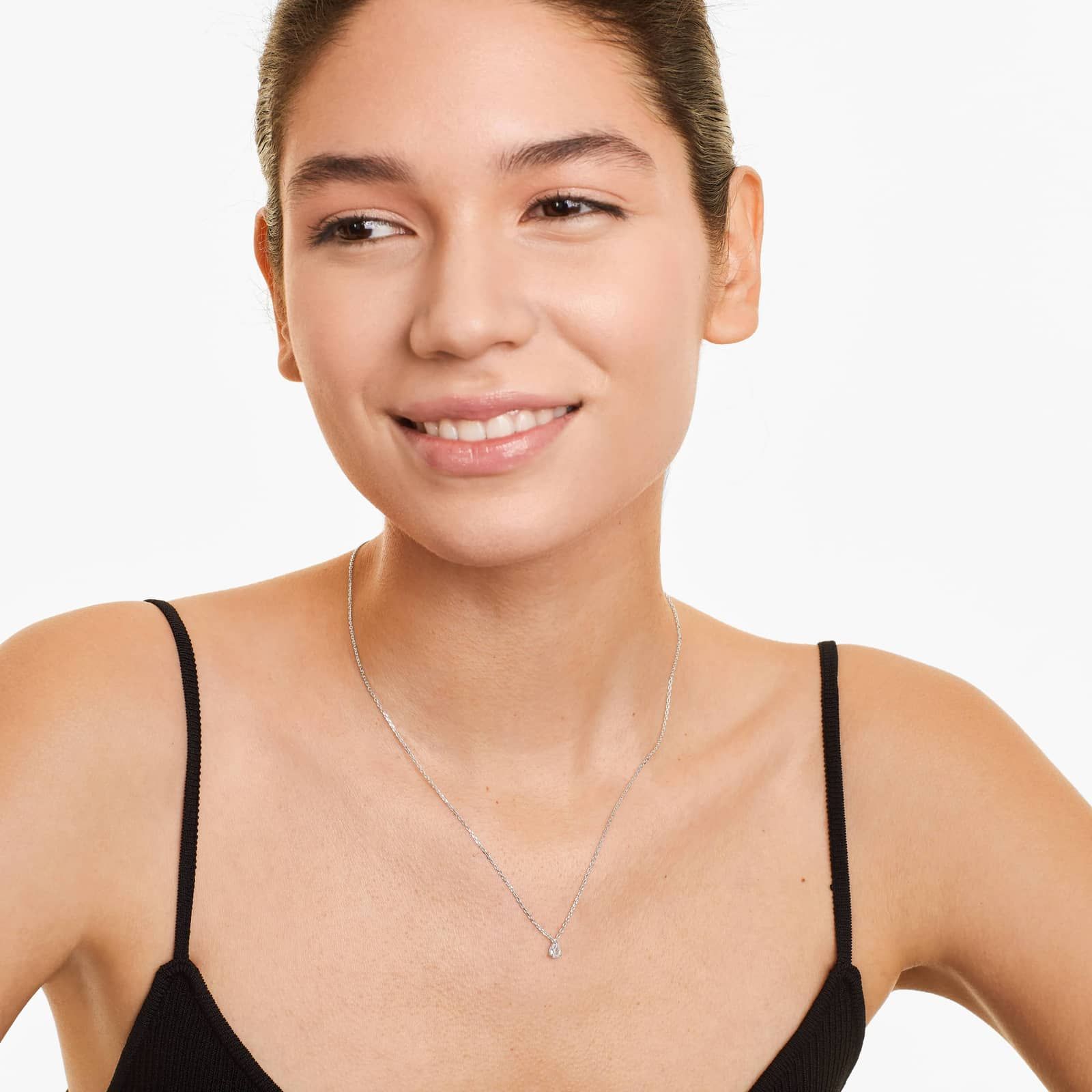 14K White Gold Point Up Pear Shape Diamond Solitaire Pendant (0.25 CTW - H-I / SI1-SI2)