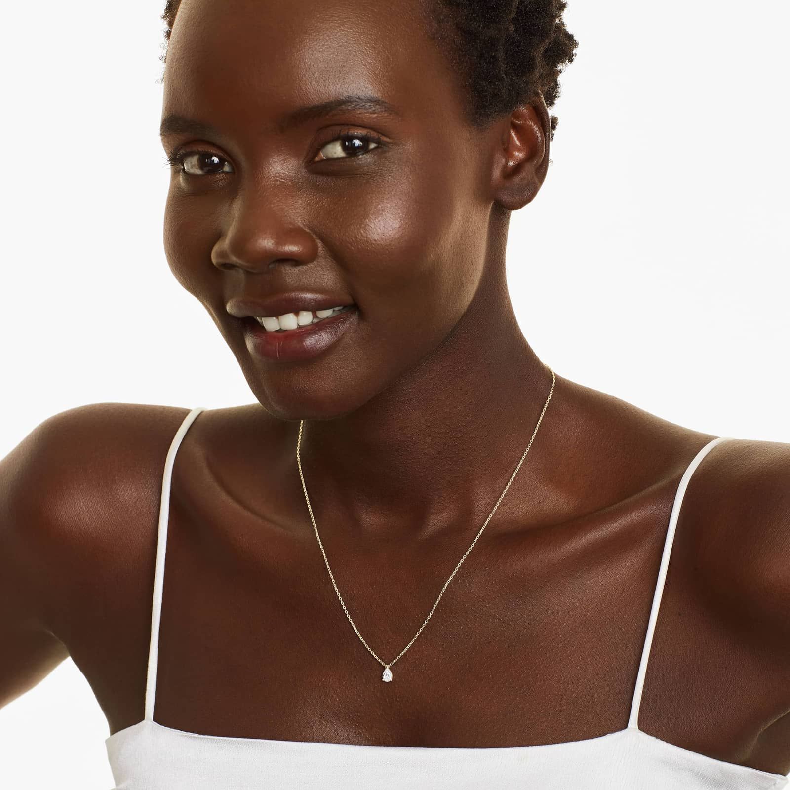 14K Yellow Gold Point Up Pear Shape Diamond Solitaire Pendant (0.50 CTW - H-I / SI1-SI2)