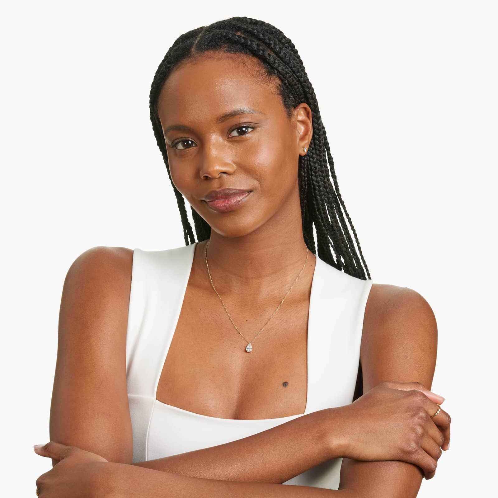 14K Yellow Gold Point Up Pear Cut Lab-Grown Diamond Solitaire Pendant (1.50 CTW - F-G / VS2-SI1)