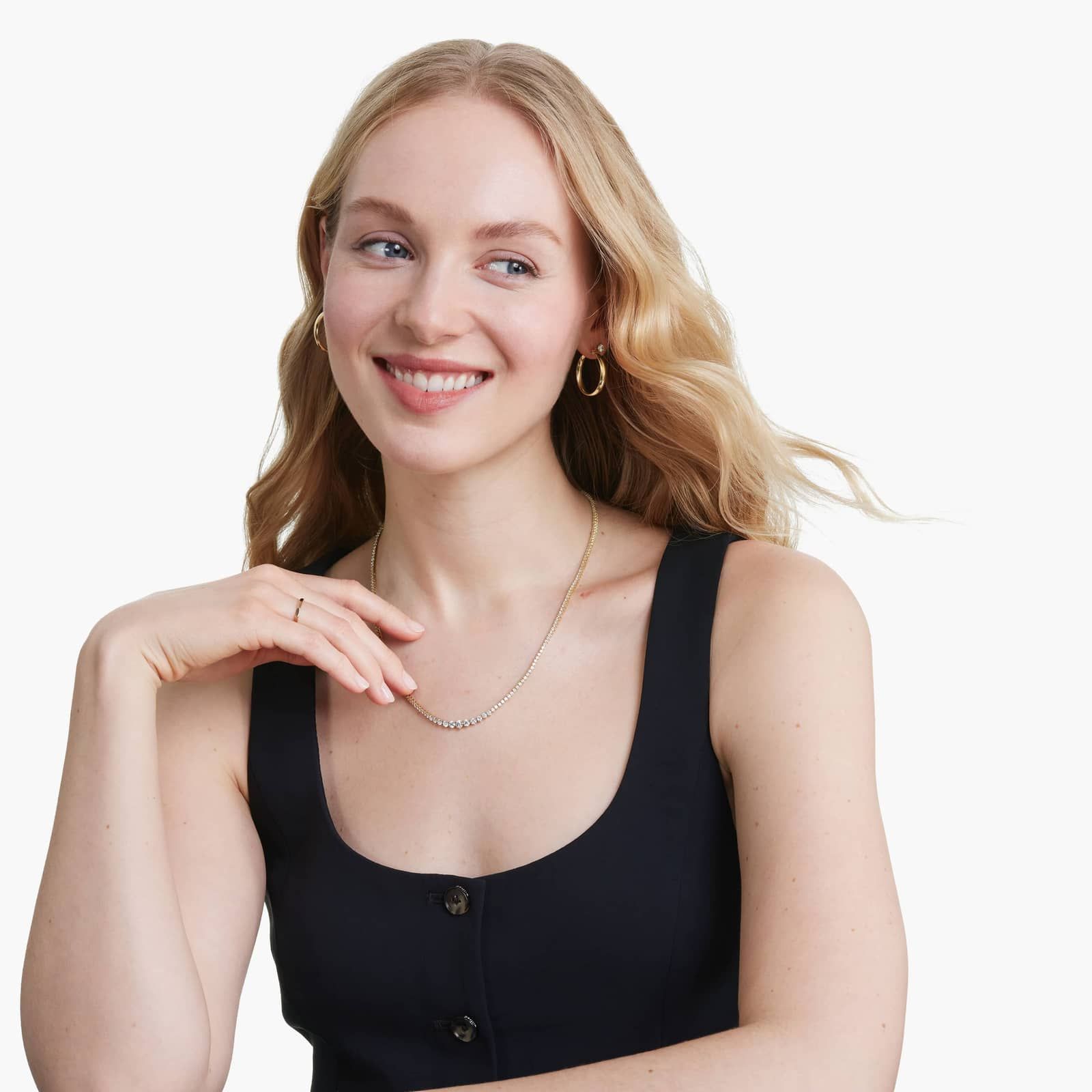 14K Yellow Gold Riviera Three Prong Graduating Diamond Tennis Necklace (5.00 CTW - H-I / SI1-SI2)