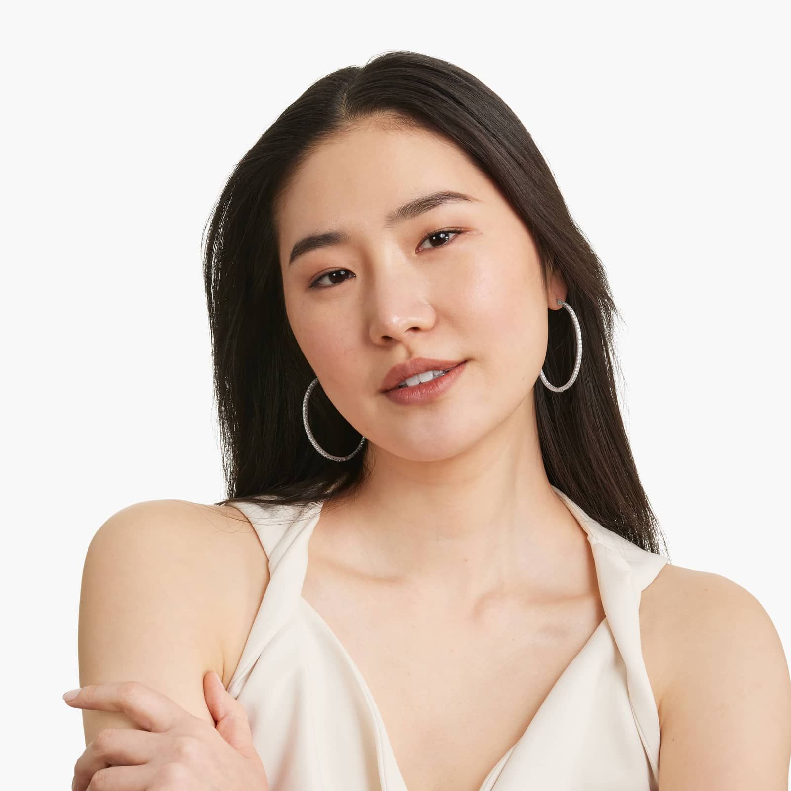 Inside Out 5 CTW Round Diamond Hoop Earrings In 14K White Gold