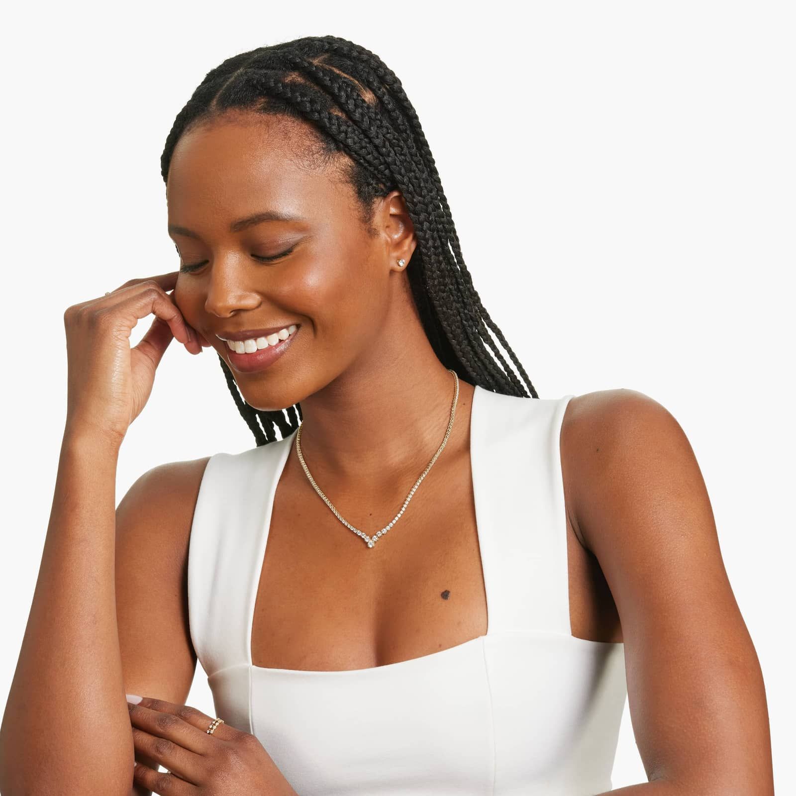 14K Yellow Gold 18 Inch Chevron Diamond Tennis Necklace (5.00 CTW - H-I / SI1-SI2)