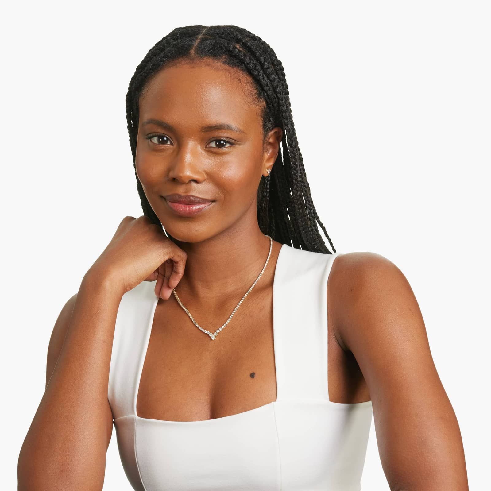 14K Yellow Gold 18 Inch Chevron Diamond Tennis Necklace (5.00 CTW - H-I / SI1-SI2)