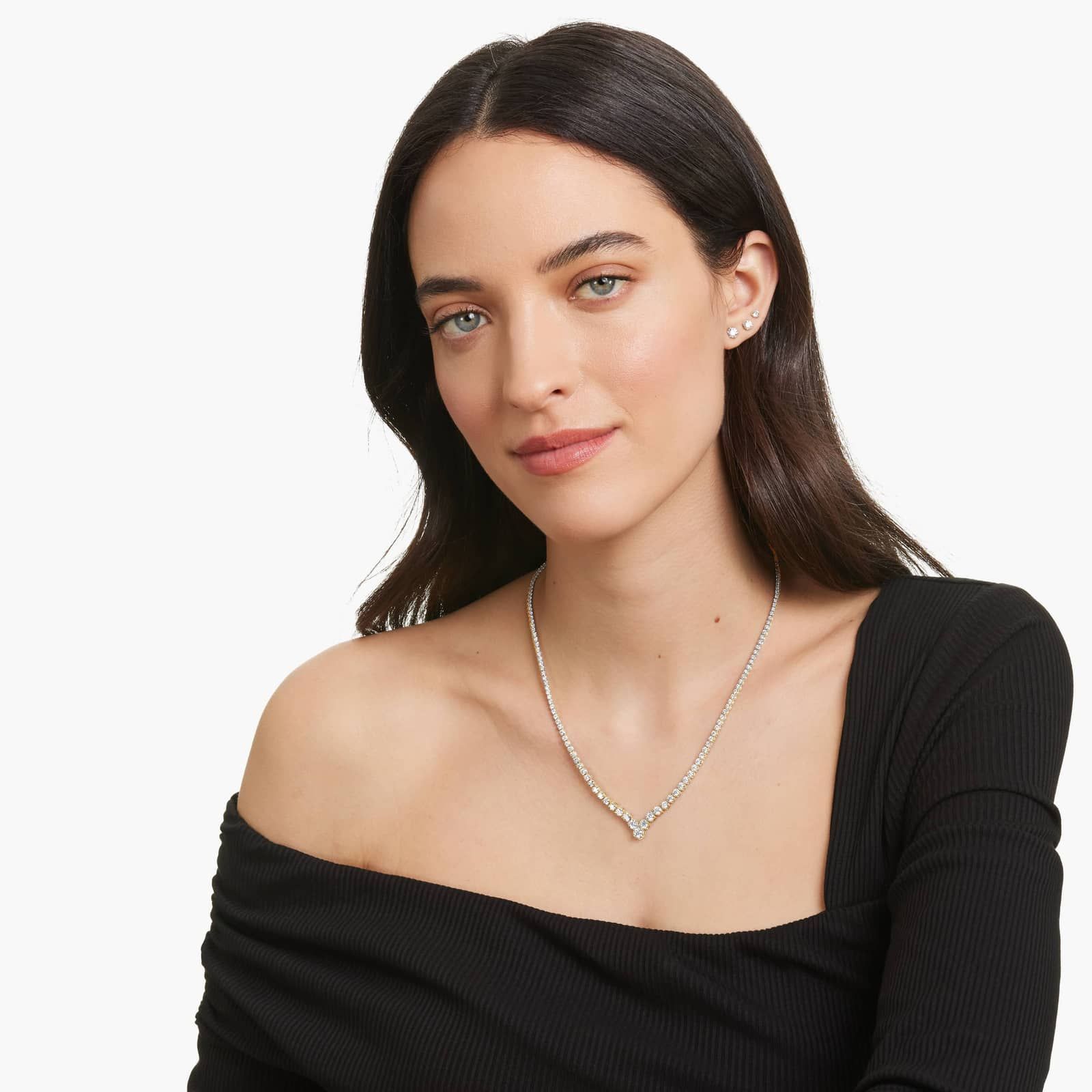 14K Yellow Gold 18 Inch Chevron Diamond Tennis Necklace (7.00 CTW - H-I / SI1-SI2)