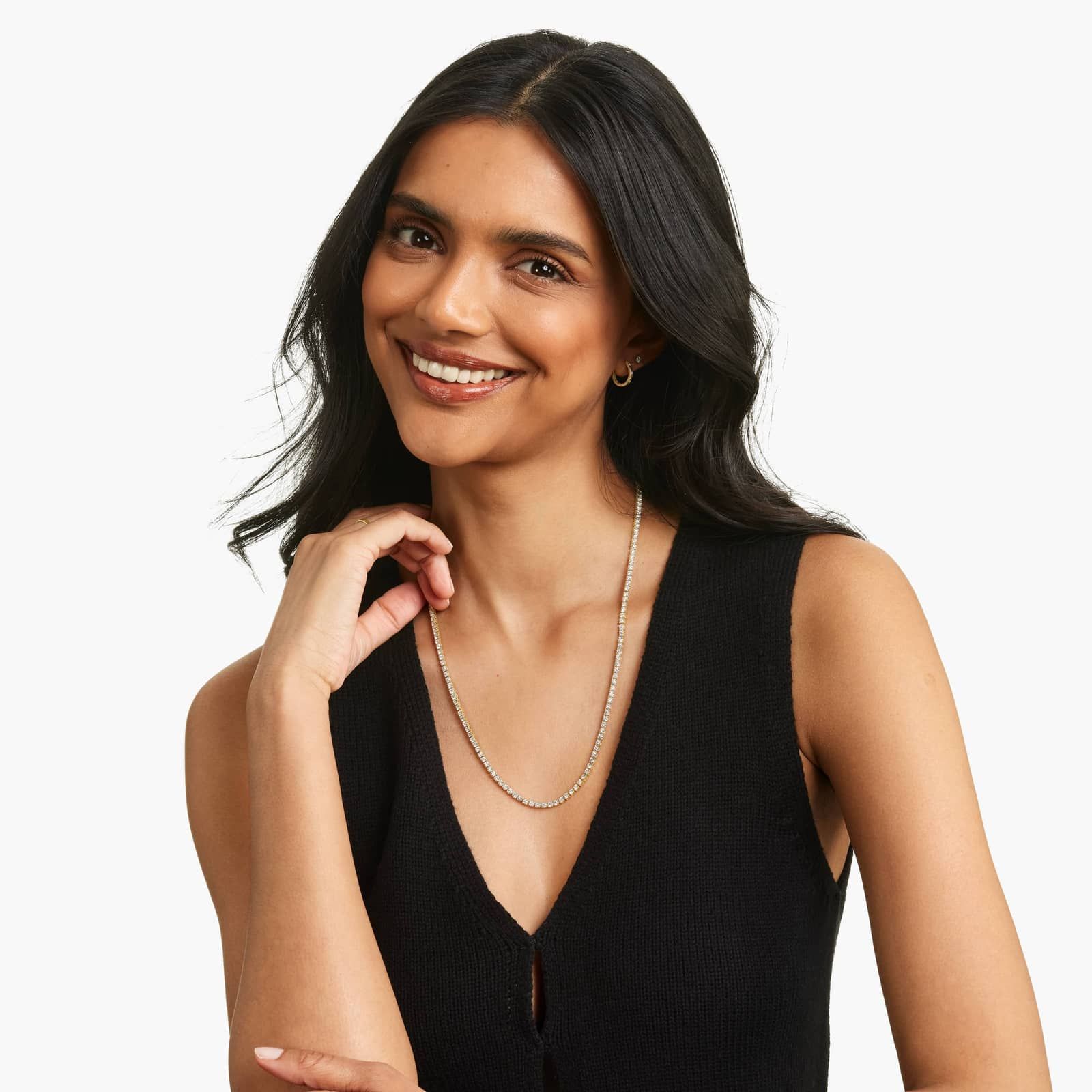 14K Yellow Gold 22 Inch Straight Lab-Grown Diamond Tennis Necklace (10.00 CTW - F-G / VS2-SI1)