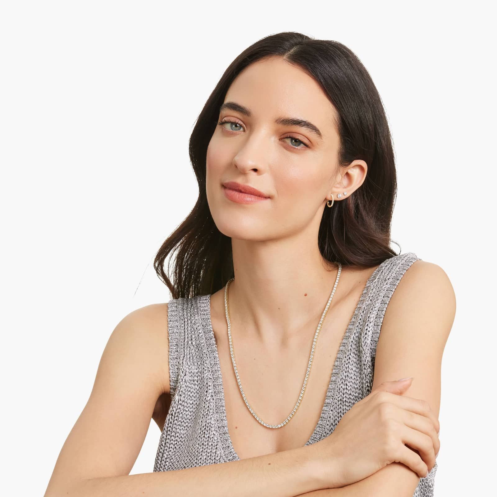 14K Yellow Gold 22 Inch Straight Lab-Grown Diamond Tennis Necklace (15.00 CTW - F-G / VS2-SI1)