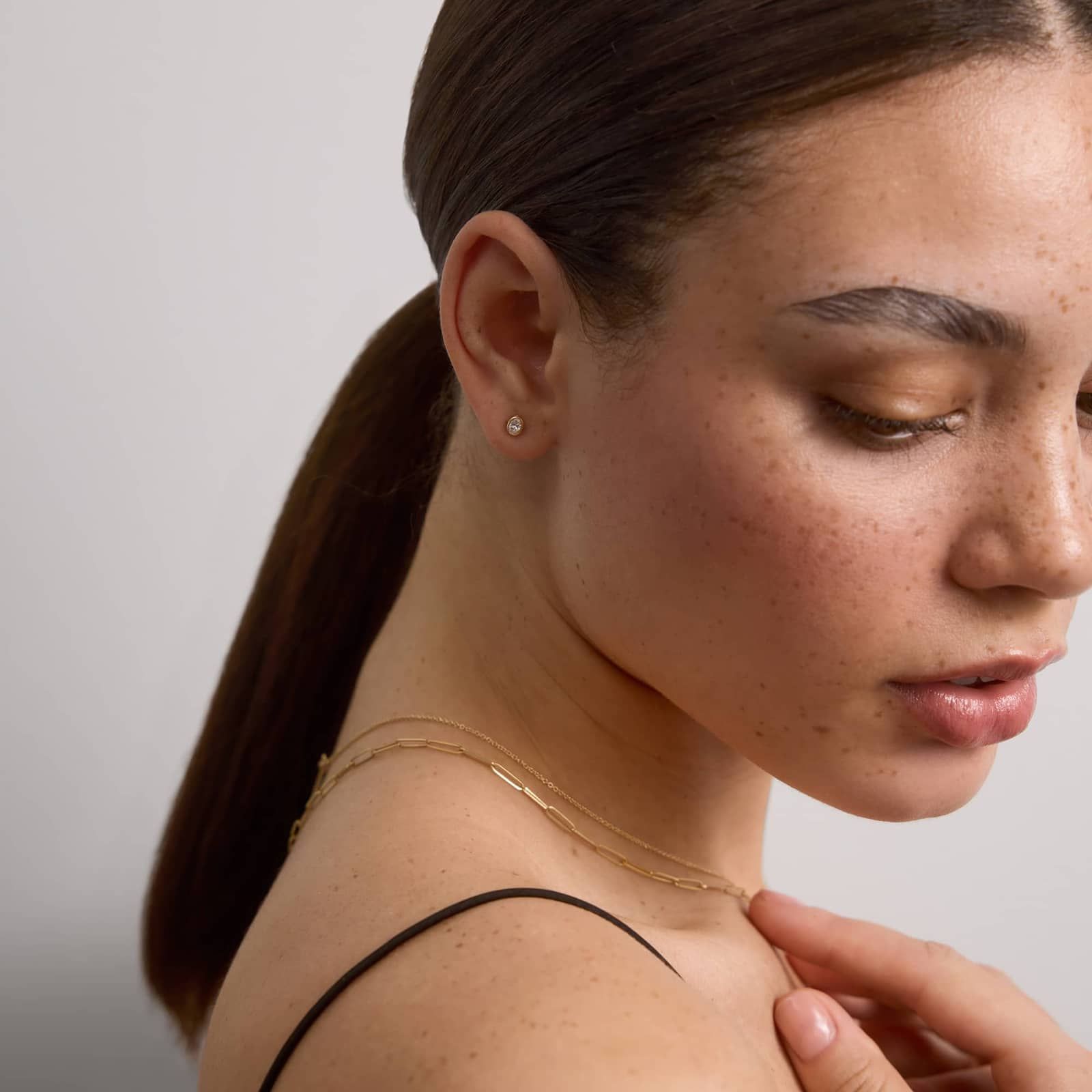 Bezel Stud Earrings With 0.25 CTW Oval Cut Lab-Grown Diamonds in 14K Yellow Gold