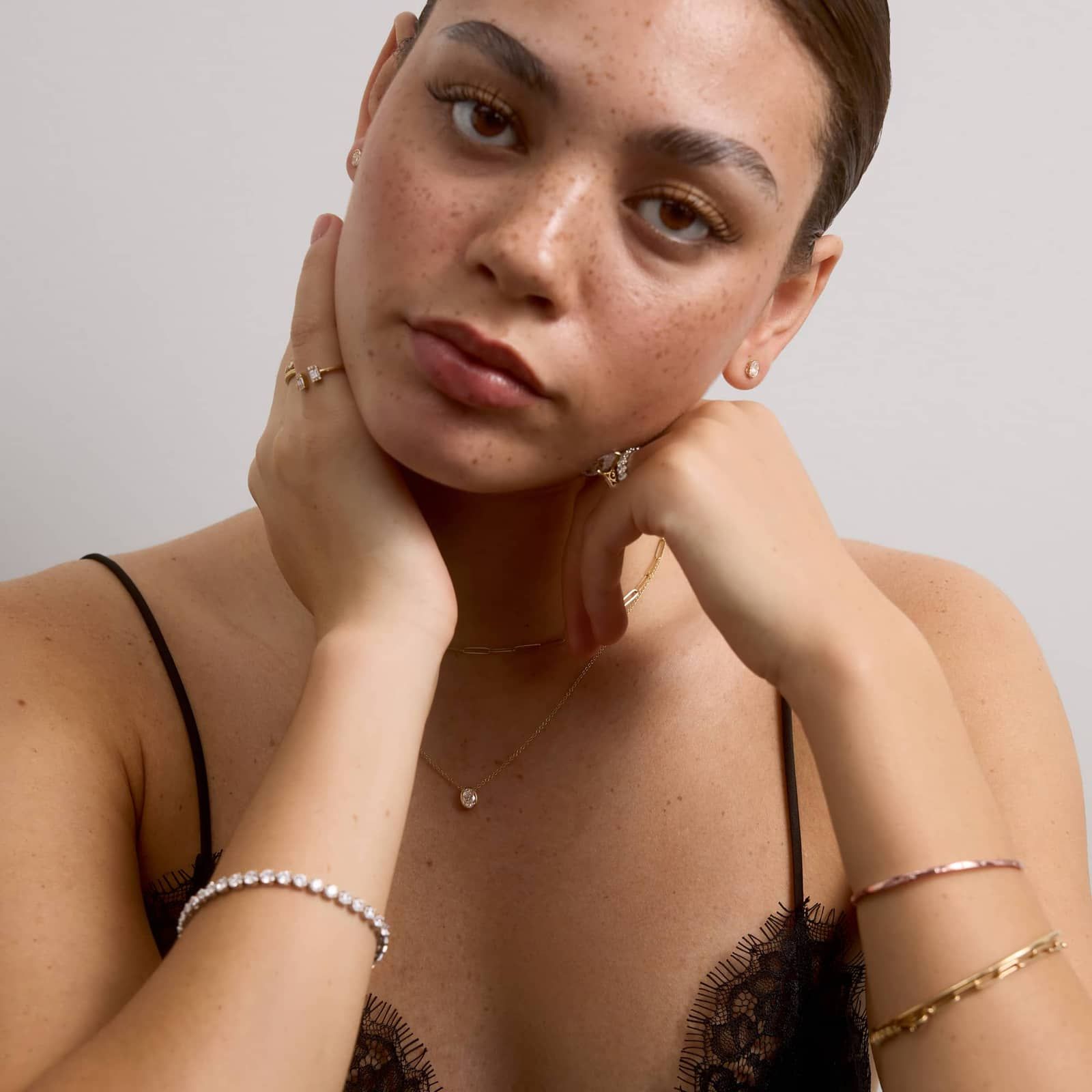 Bezel Stud Earrings With 0.5 CTW Oval Cut Lab-Grown Diamonds in 14K Yellow Gold