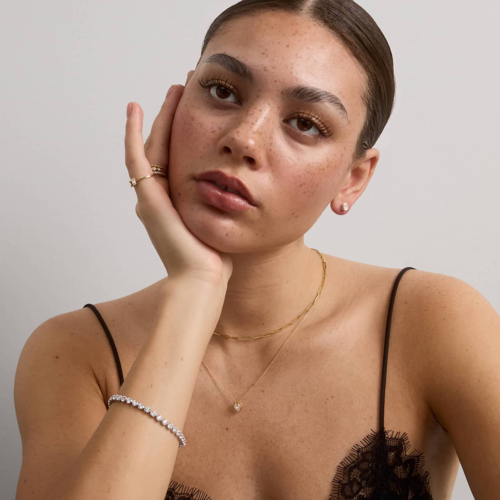 Bezel Stud Earrings With 0.75 CTW Oval Cut Lab-Grown Diamonds in 14K Yellow Gold