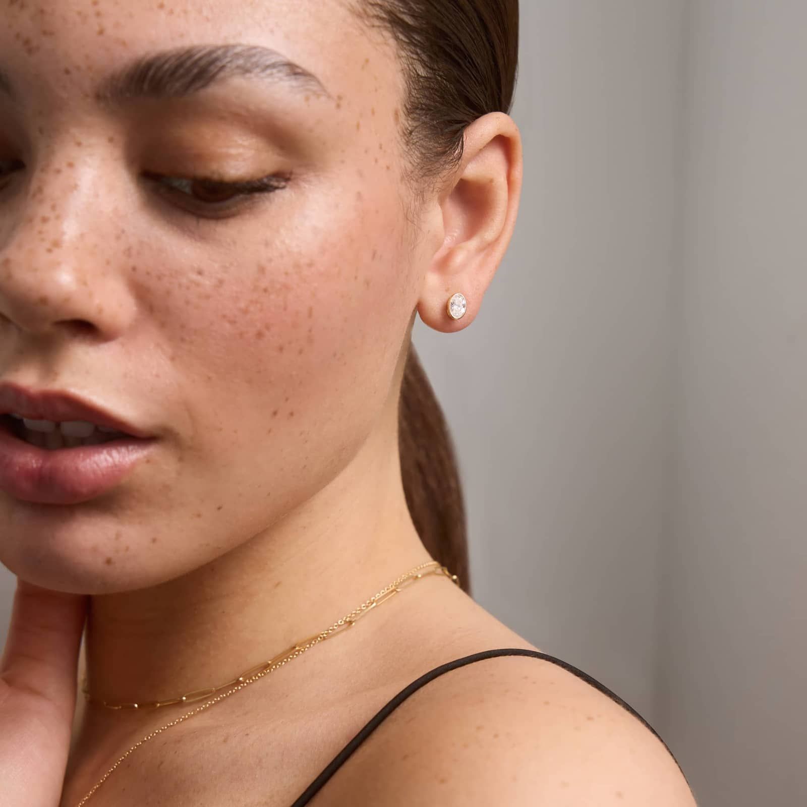 Bezel Stud Earrings With 1 CTW Oval Cut Lab-Grown Diamonds in 14K Yellow Gold