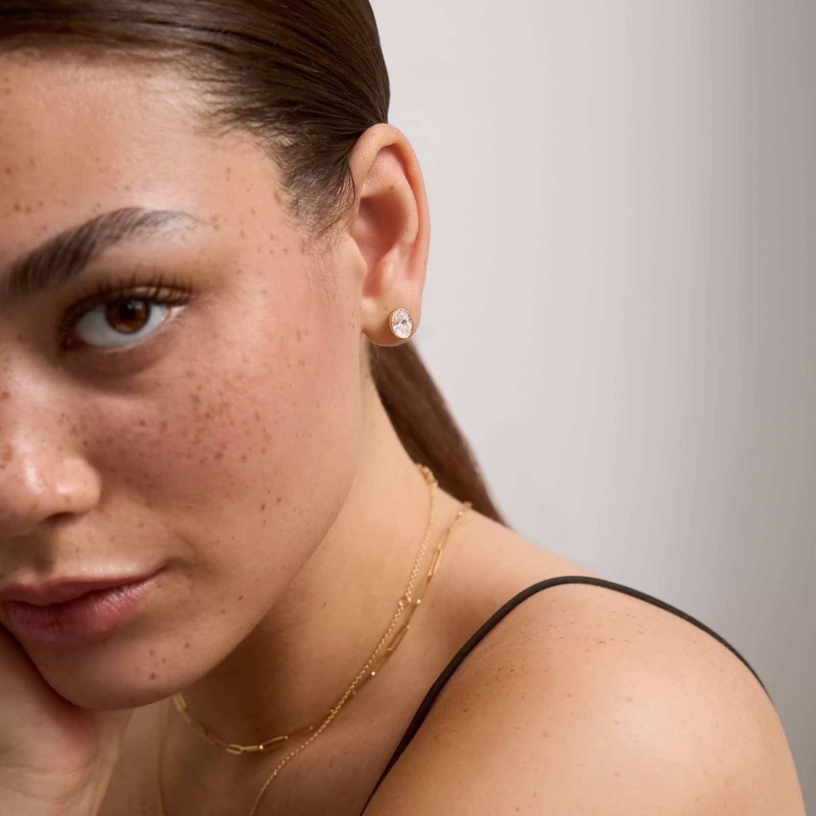 Bezel Stud Earrings With 2 CTW Oval Cut Lab-Grown Diamonds in 14K Yellow Gold