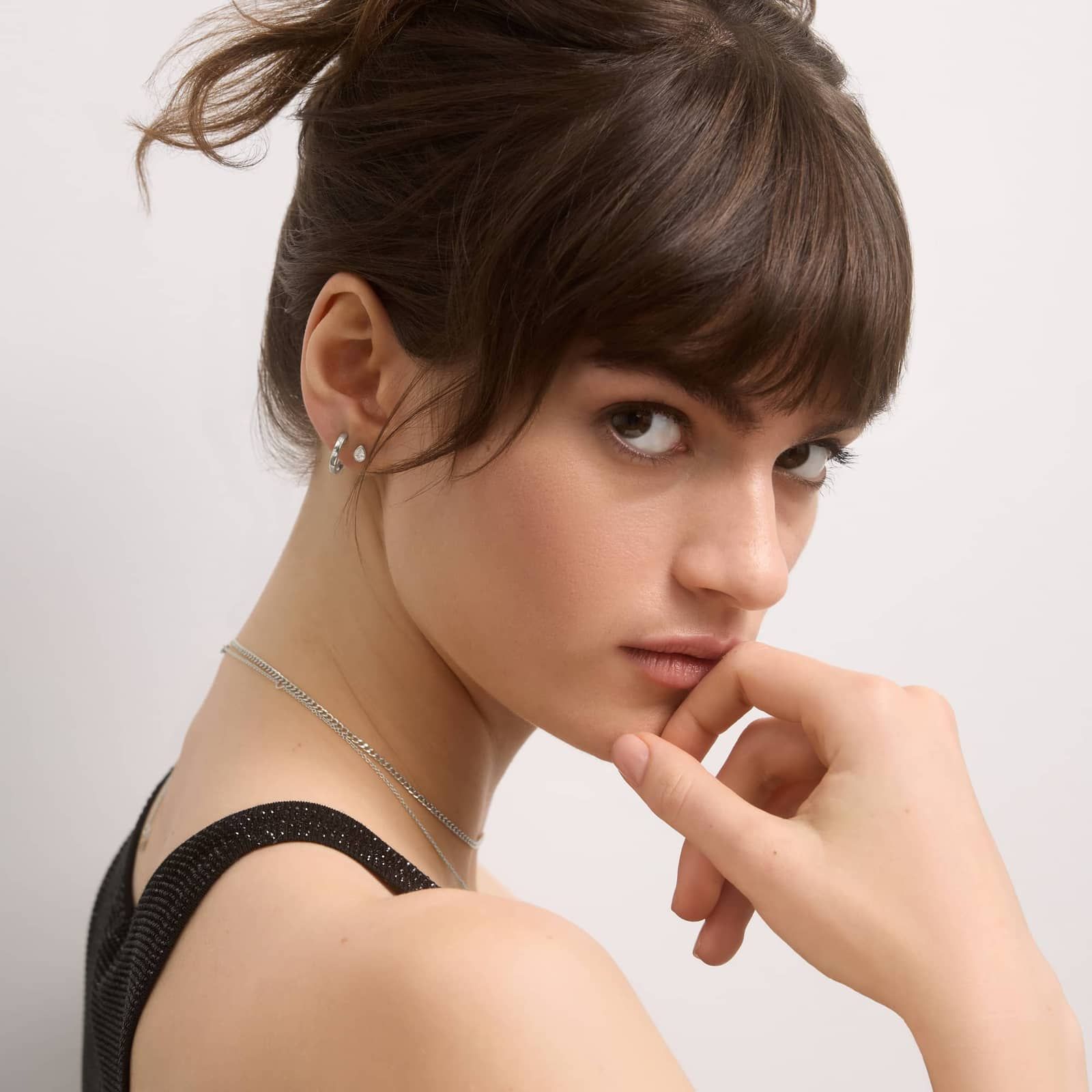 Bezel Diamond Stud Earrings With 0.25 CTW Pear Shaped Diamonds in 14K White Gold