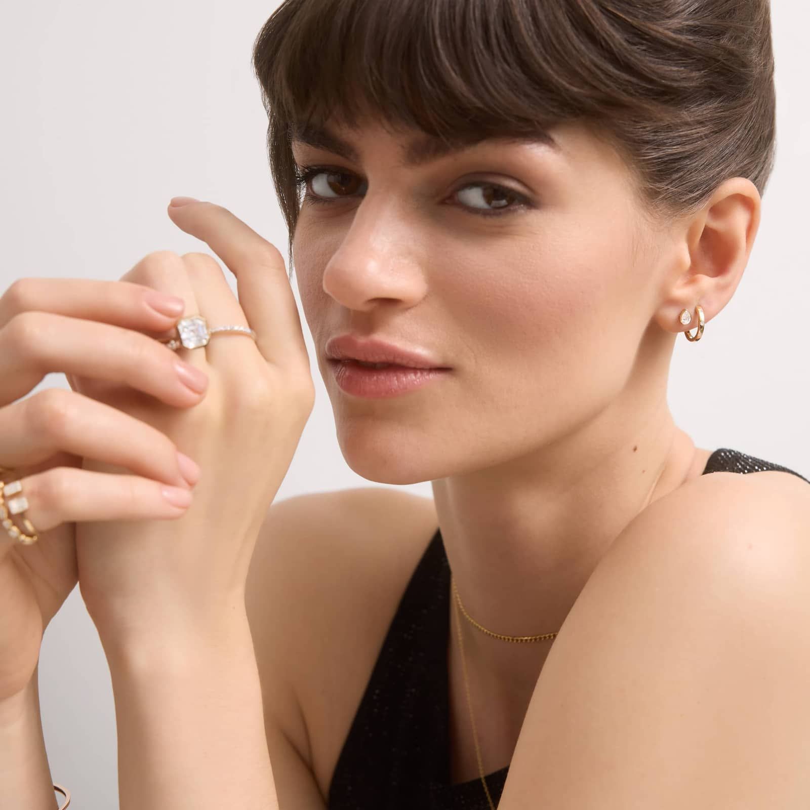 Bezel Diamond Stud Earrings With 0.5 CTW Pear Shaped Diamonds in 14K Yellow Gold