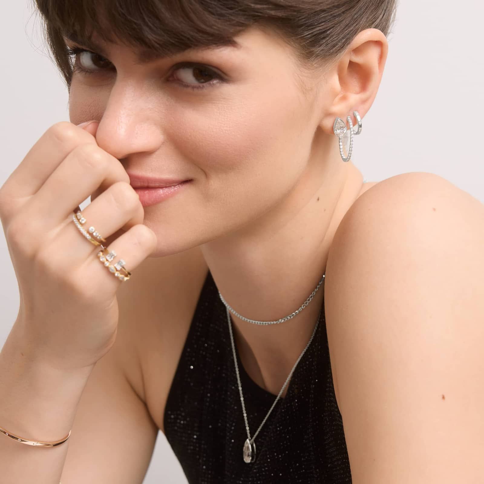 Bezel Stud Earrings With 3 CTW Pear Shaped Lab-Grown Diamonds in 14K White Gold