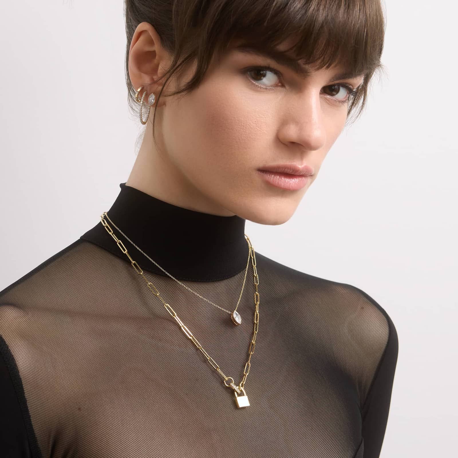 Bezel Diamond Stud Earrings With 1.5 CTW Marquise Cut Diamonds in 14K Yellow Gold