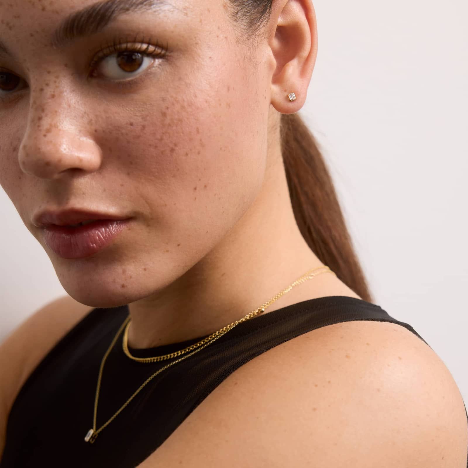 Bezel Stud Earrings With 0.25 CTW Emerald Cut Lab-Grown Diamonds in 14K Yellow Gold