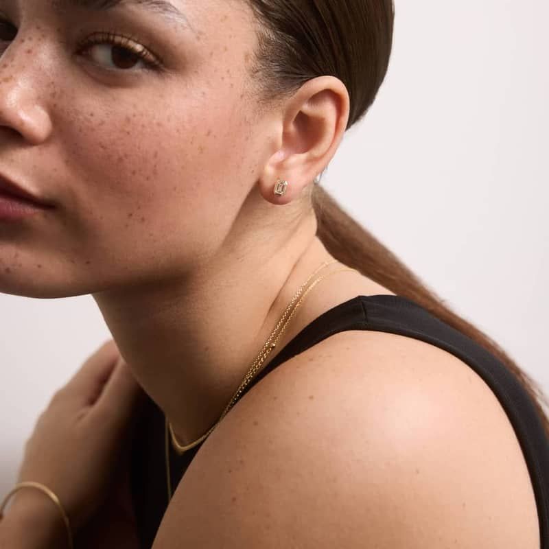 Bezel Stud Earrings With 1 CTW Emerald Cut Lab-Grown Diamonds in 14K Yellow Gold