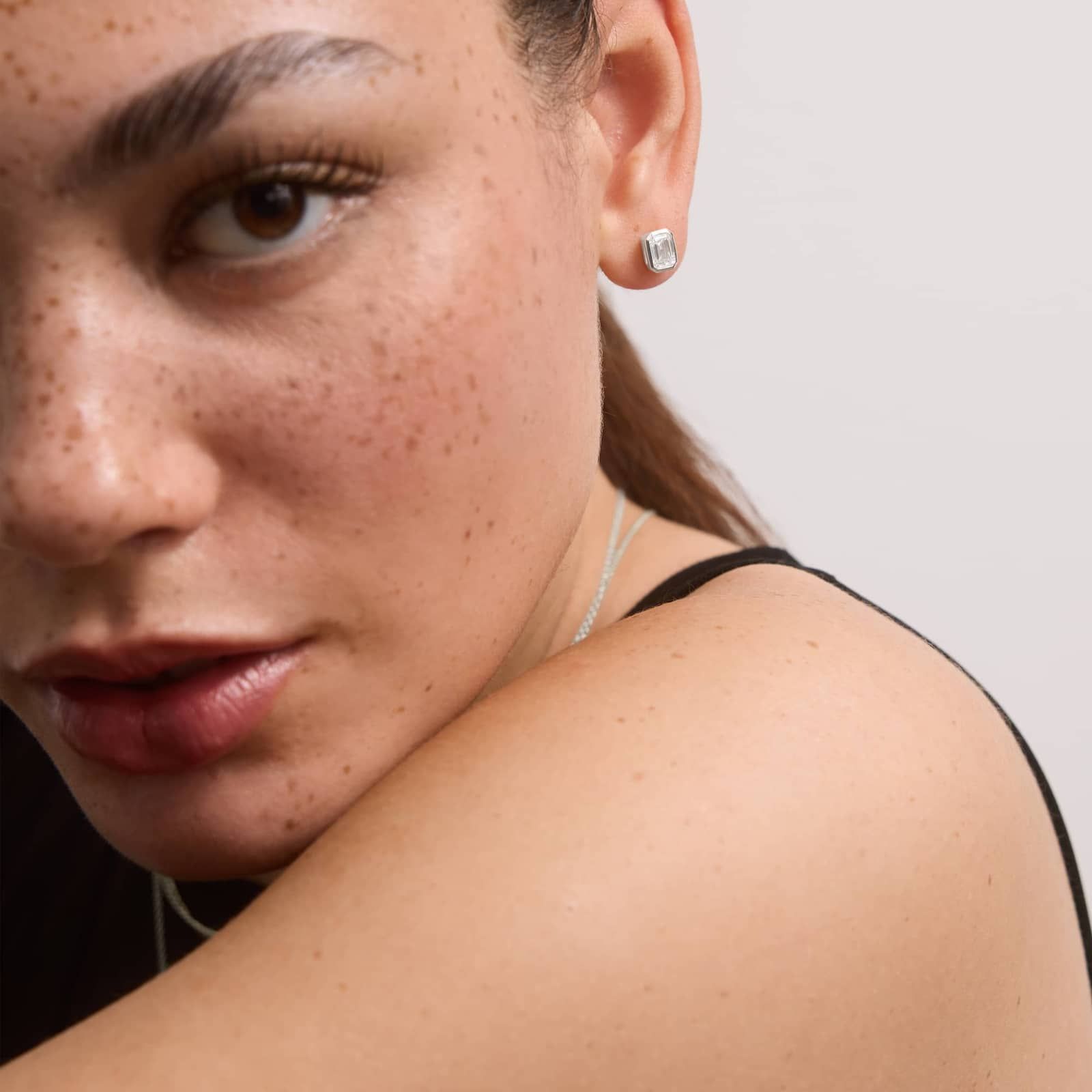 Bezel Stud Earrings With 1.5 CTW Emerald Cut Lab-Grown Diamonds in 14K White Gold