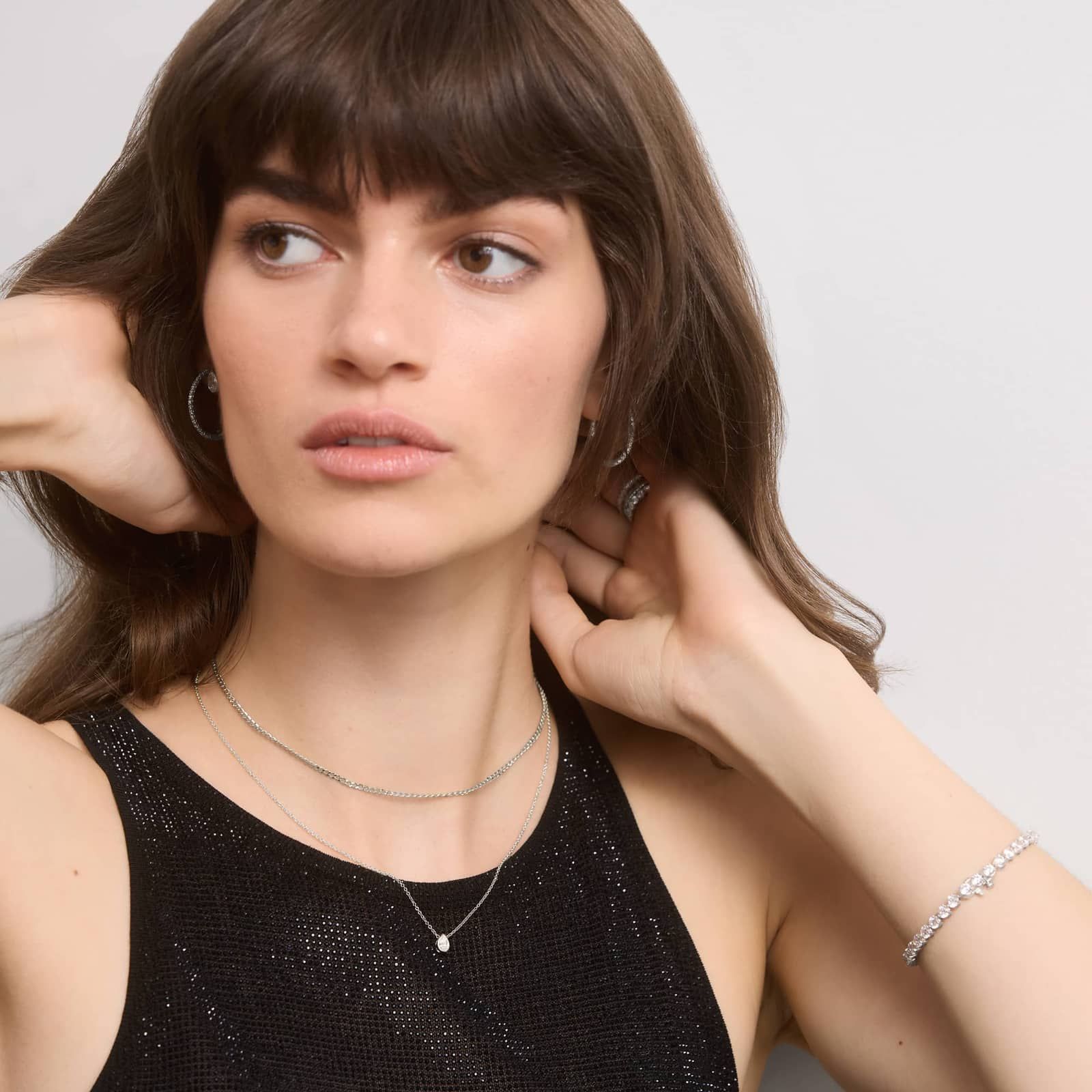 Bezel Solitaire Pendant Necklace With 0.25 CTW Pear Shaped Diamond in 14K White Gold