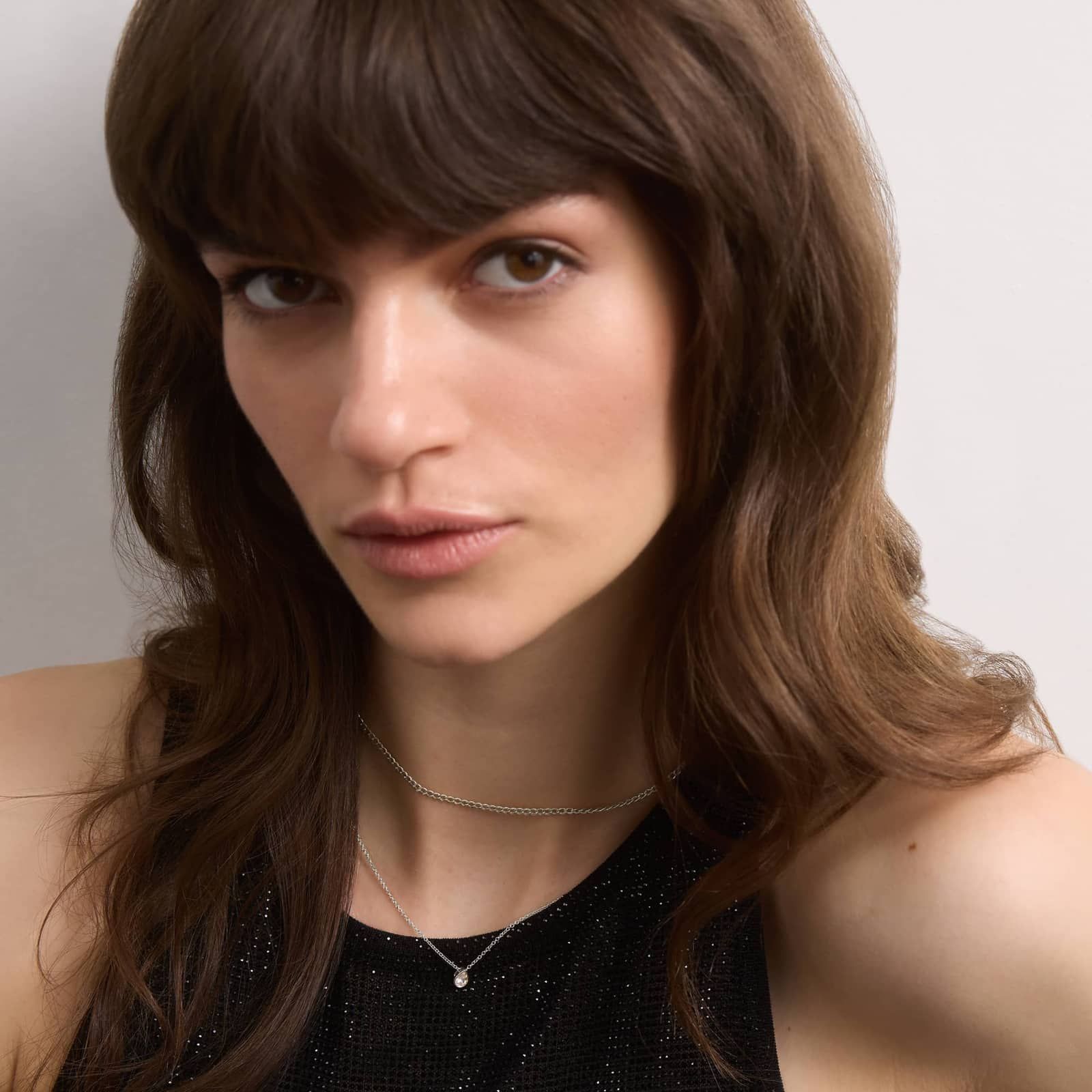 Bezel Solitaire Pendant Necklace With 0.25 CTW Pear Shaped Diamond in 14K White Gold