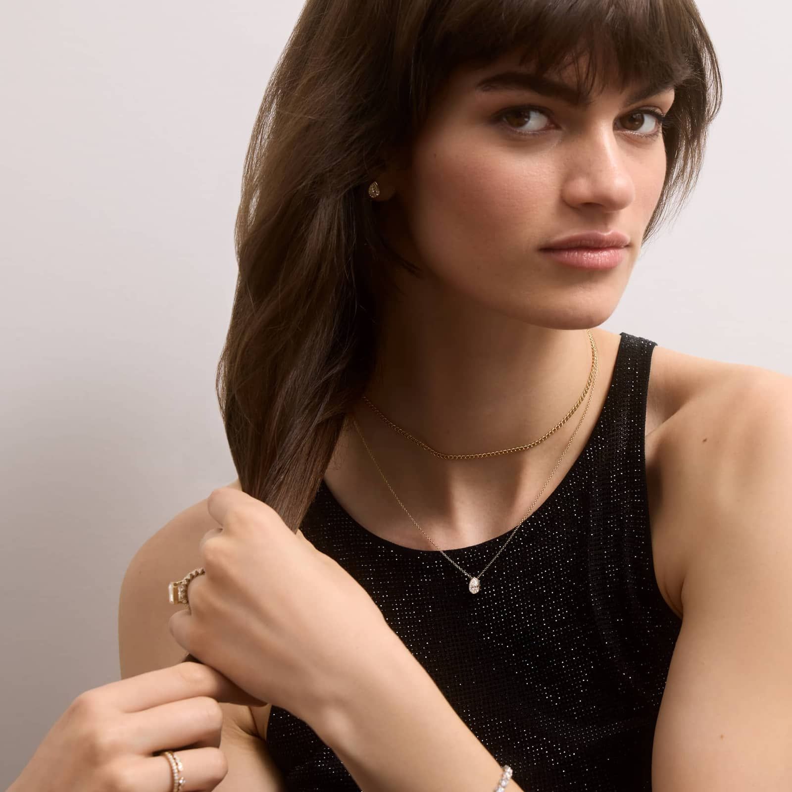 Bezel Solitaire Pendant Necklace With 0.75 CTW Pear Shaped Diamond in 14K Yellow Gold