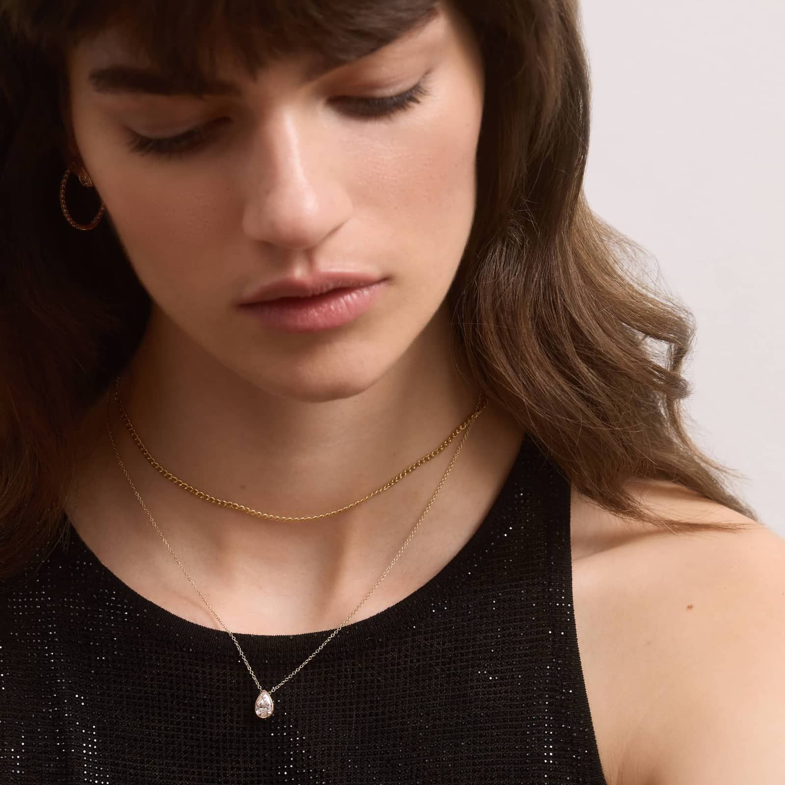 Bezel Solitaire Pendant Necklace With 1 CTW Pear Shaped Lab-Grown Diamond in 14K Yellow Gold