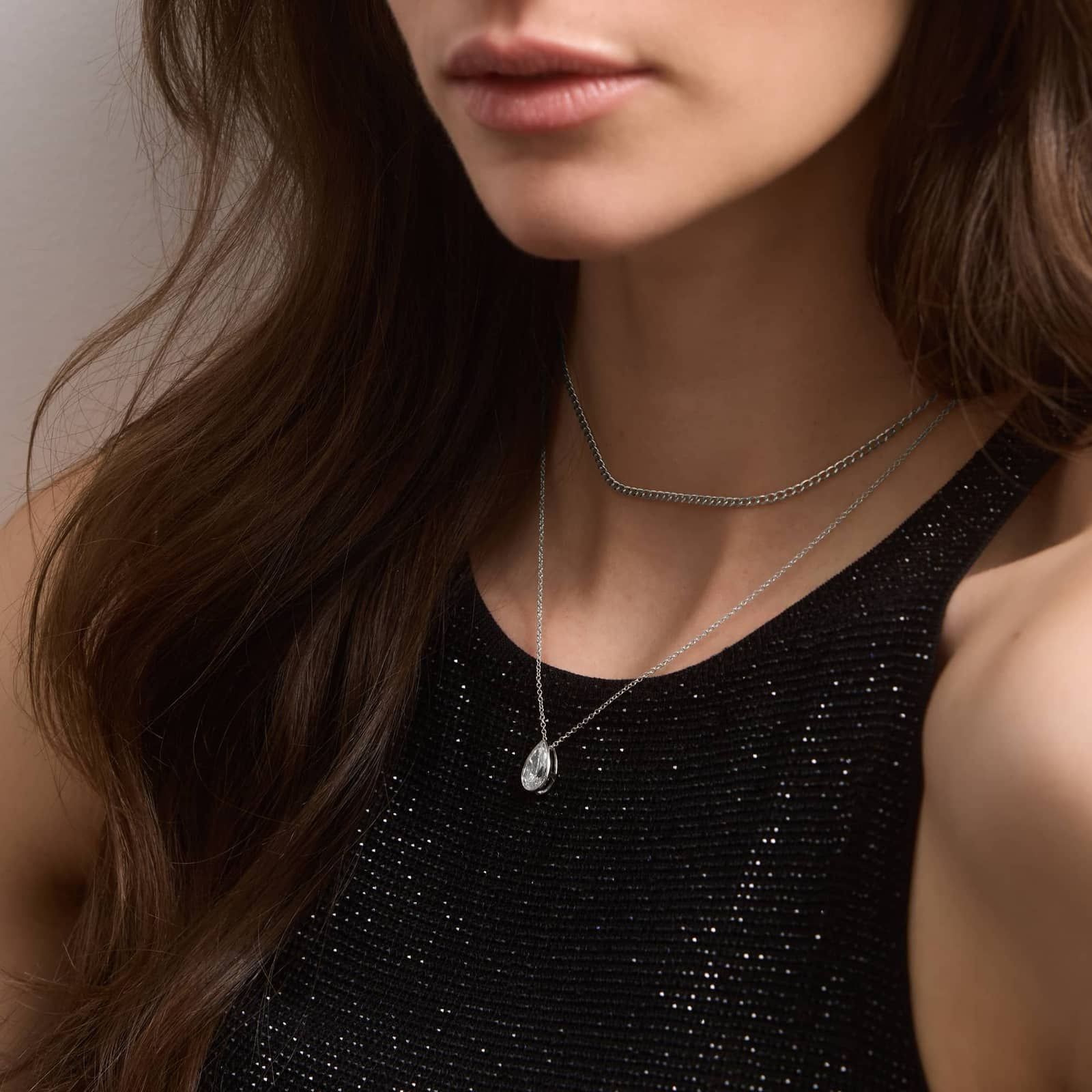 Bezel Solitaire Pendant Necklace With 2 CTW Pear Shaped Lab-Grown Diamond in 14K White Gold