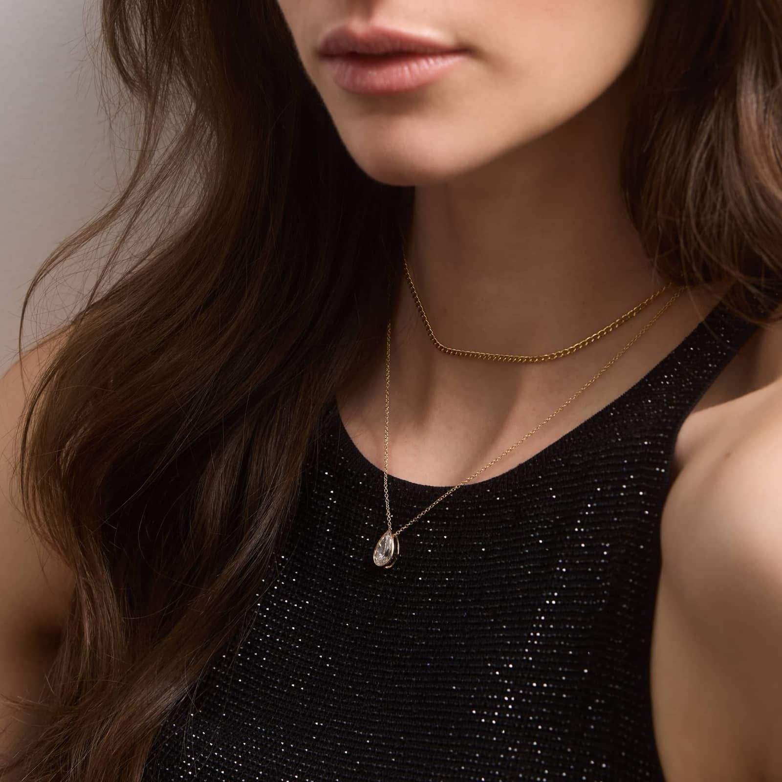 Bezel Solitaire Pendant Necklace With 2 CTW Pear Shaped Lab-Grown Diamond in 14K Yellow Gold